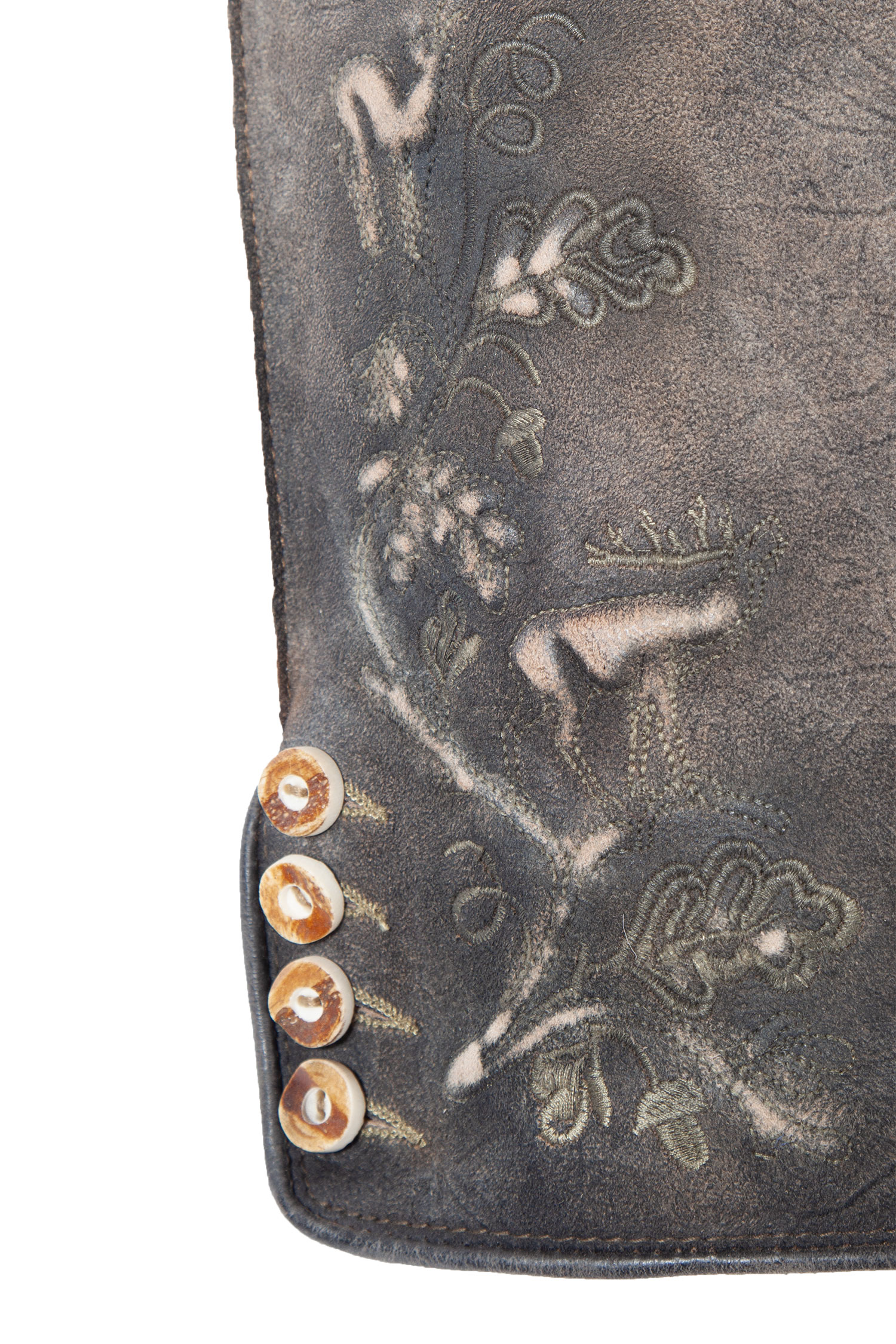 Kurze Lederhose Romano in torf von Stockerpoint - Detail Bein