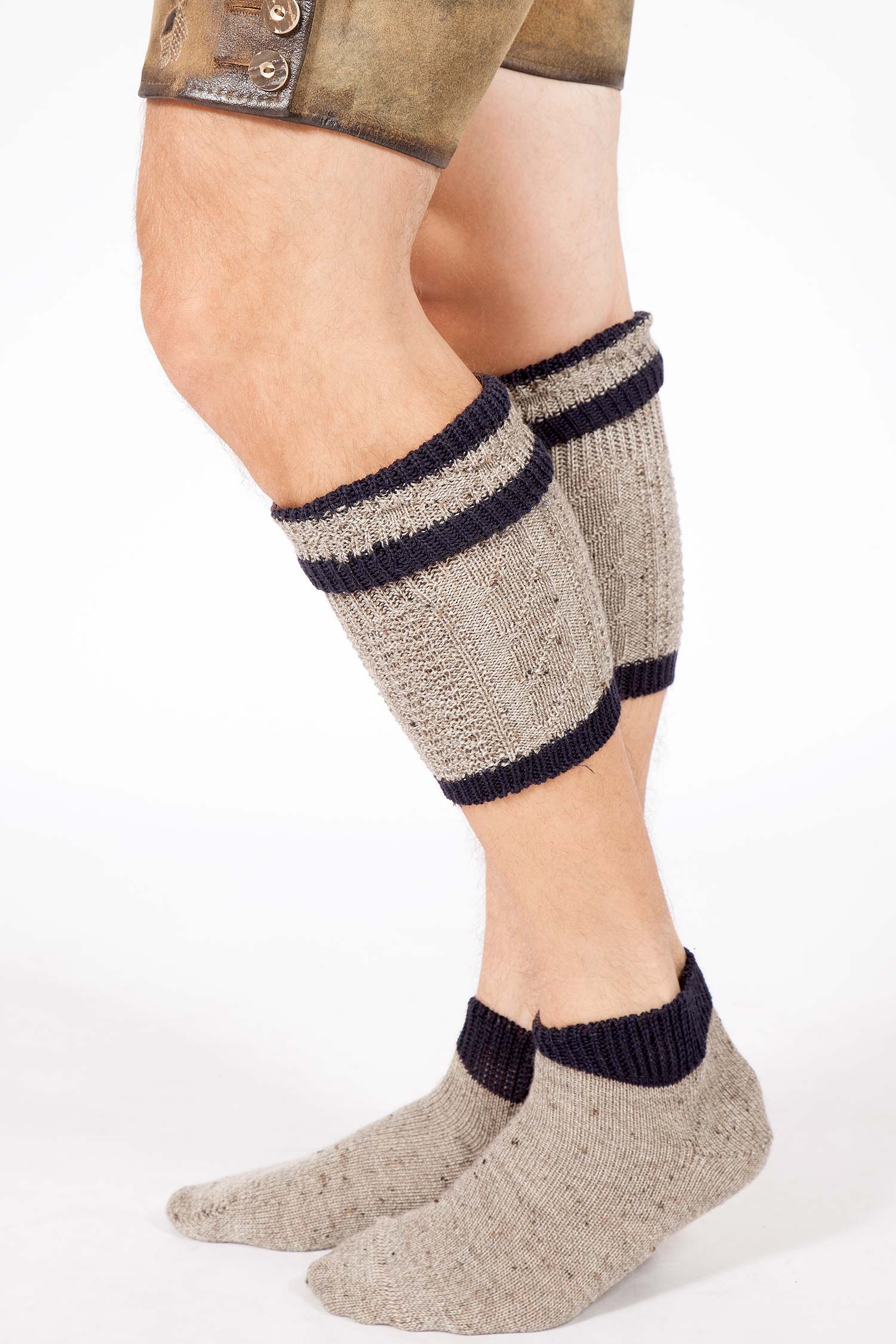 Trachten Loferl für Herren in hellbraun und marine