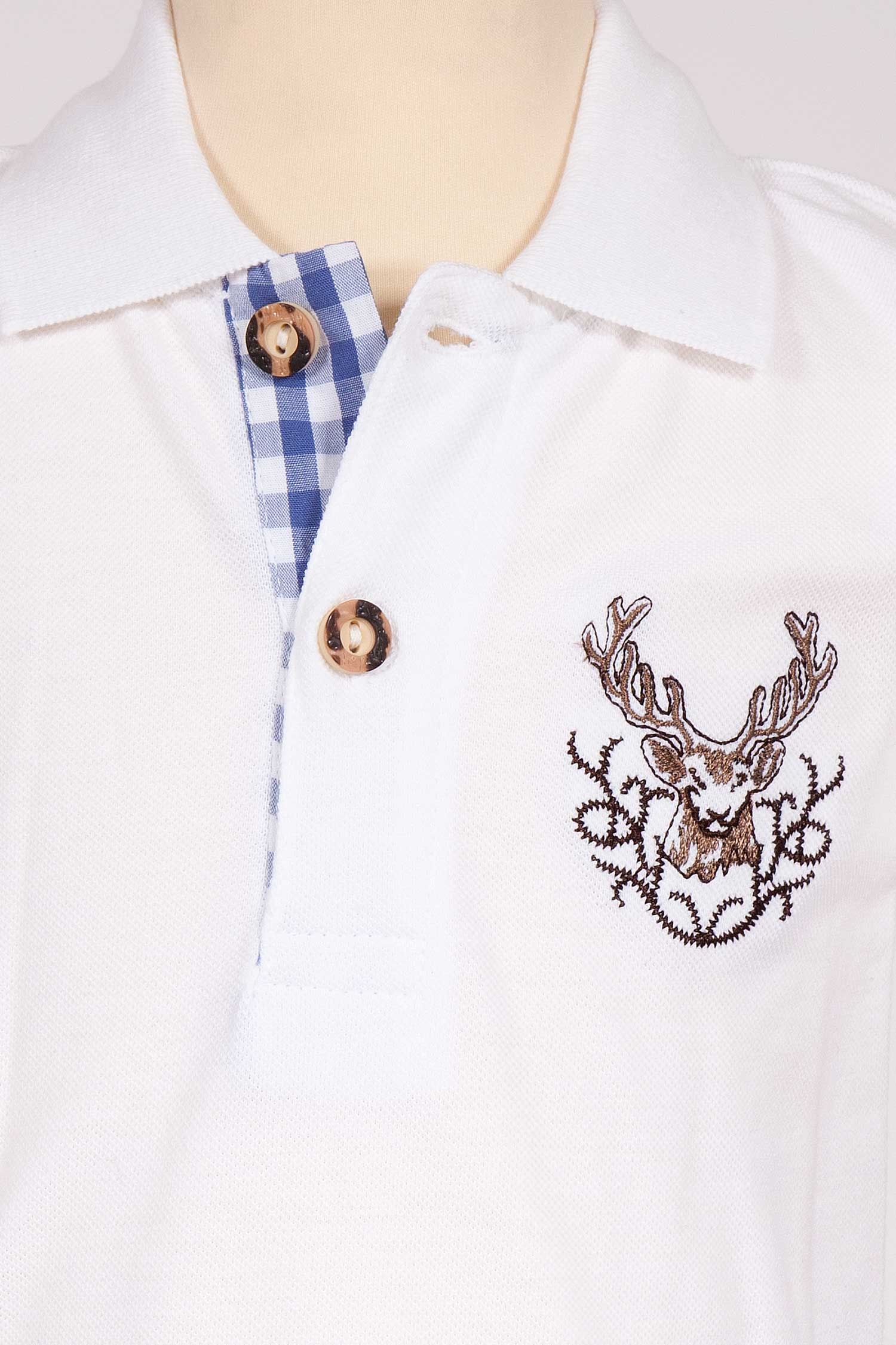 Kinder Trachten Poloshirt in weiß Brust