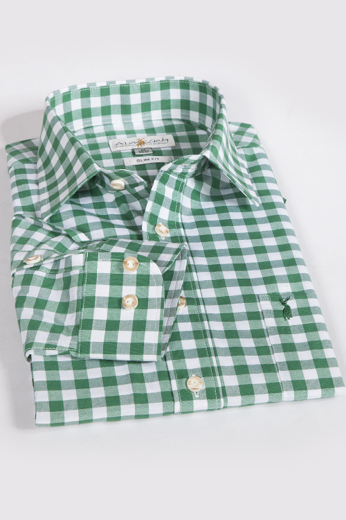 Trachten Hemd dunkelgrün tanne weiß groß kariert 1