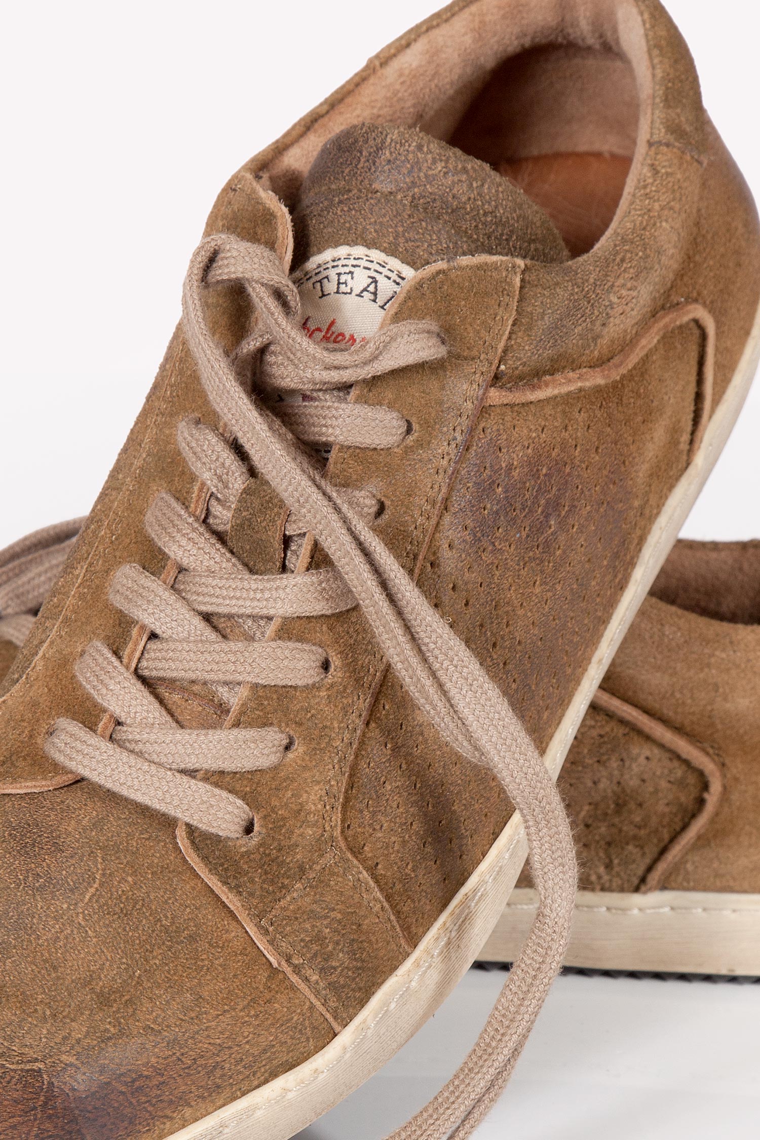 Herren Trachten Sneaker in havanna braun aus Leder Detail