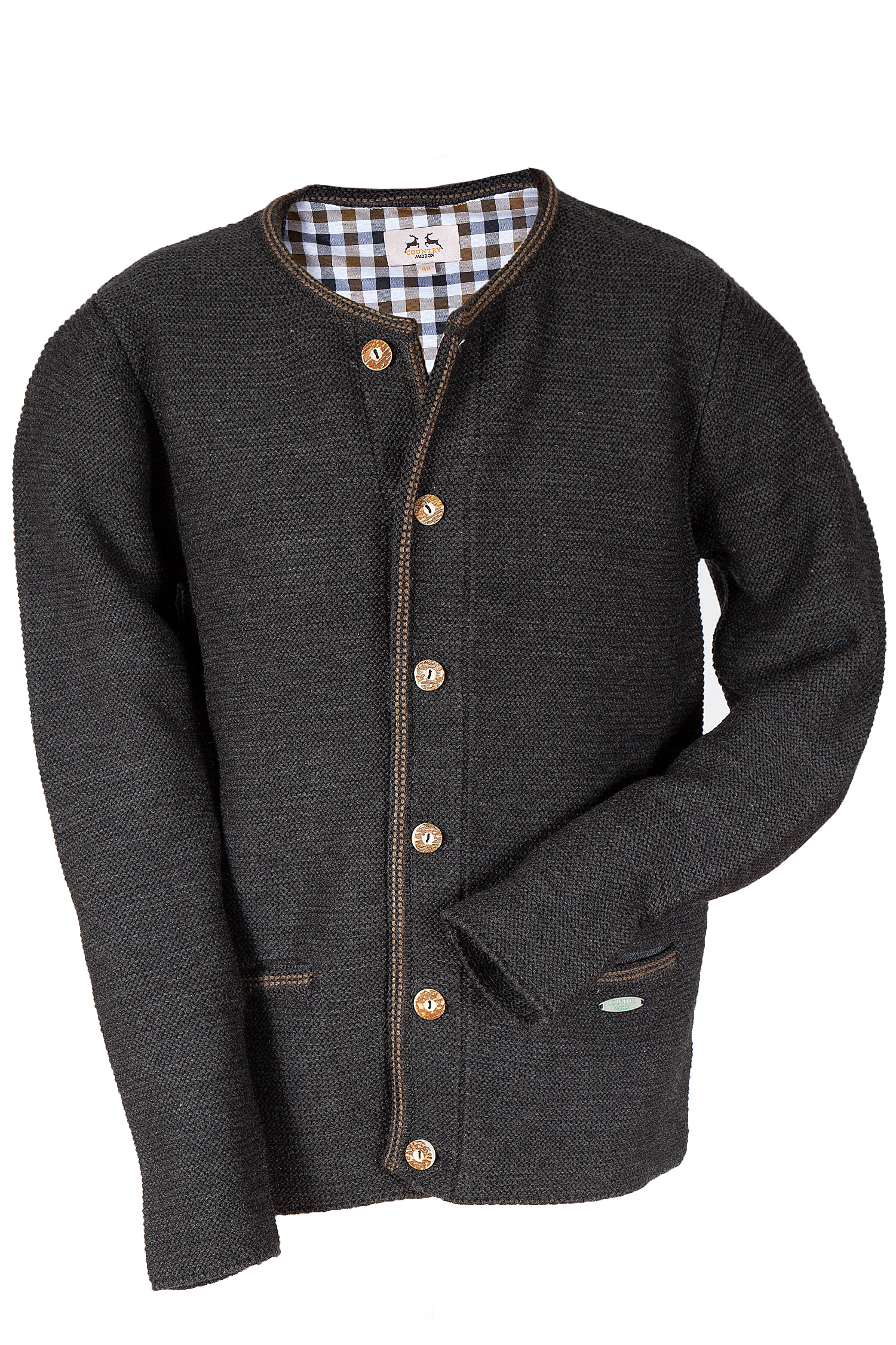 Trachten Strickjacke Hausstein in schwarz