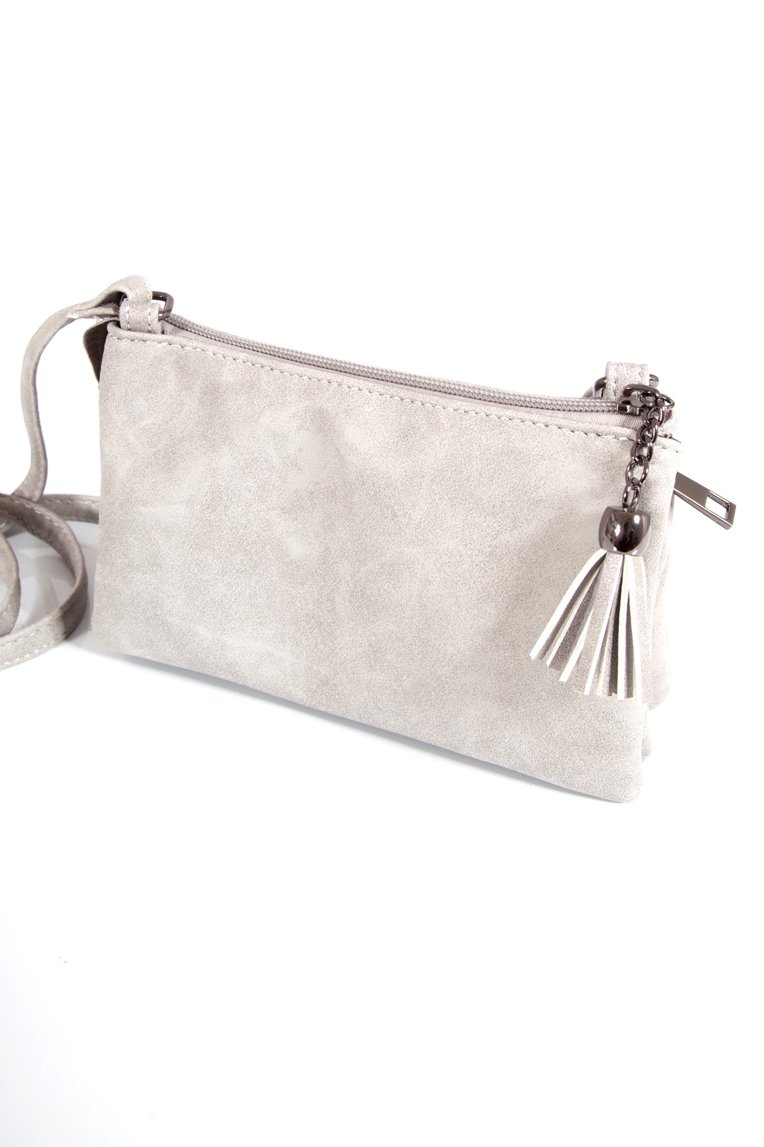 Kleine Trachtentasche in hellgrau zum umhängen hinten
