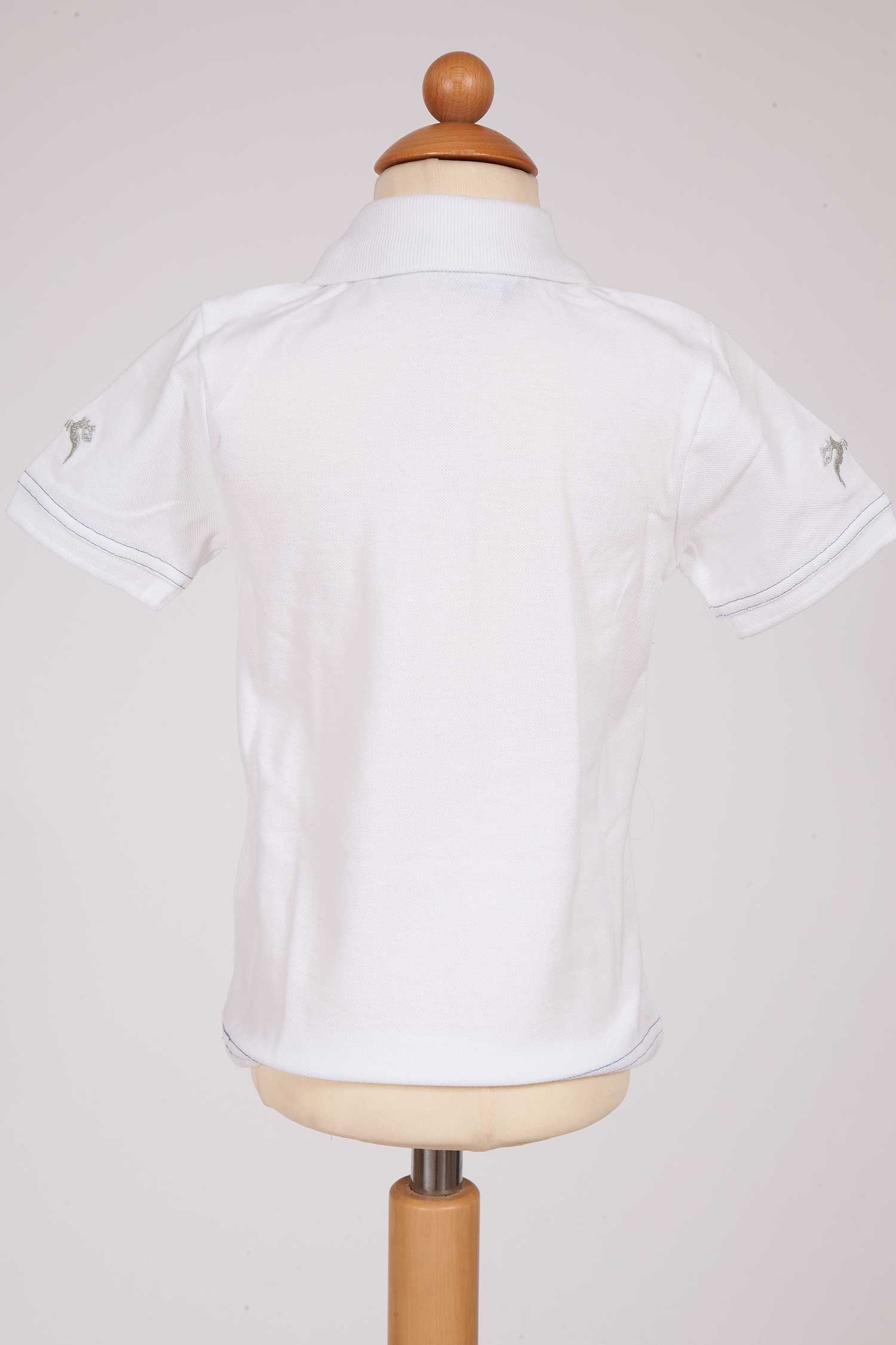 Kinder Trachten Poloshirt in weiß hinten