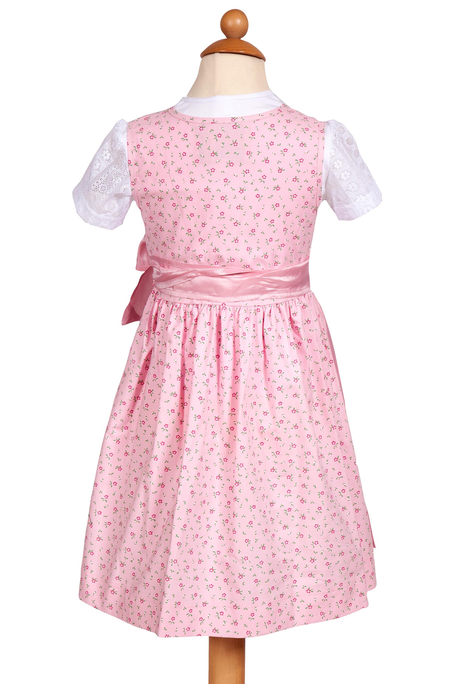Baby Dirndl Angela in rosa mit Knöpfen hinten