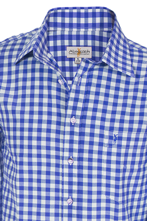 Trachtenhemd kariert blau weiß slim fit 3