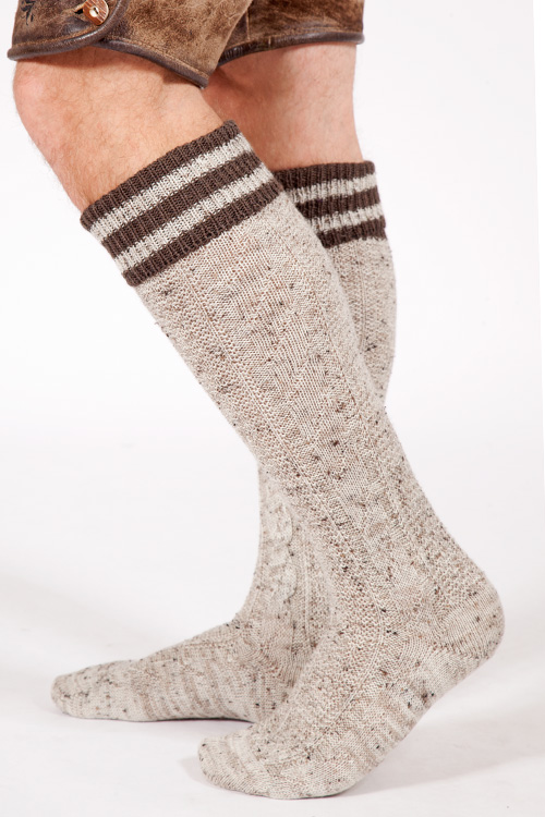 Trachten Kniestrumpf in braun melange und dunkelbraun 