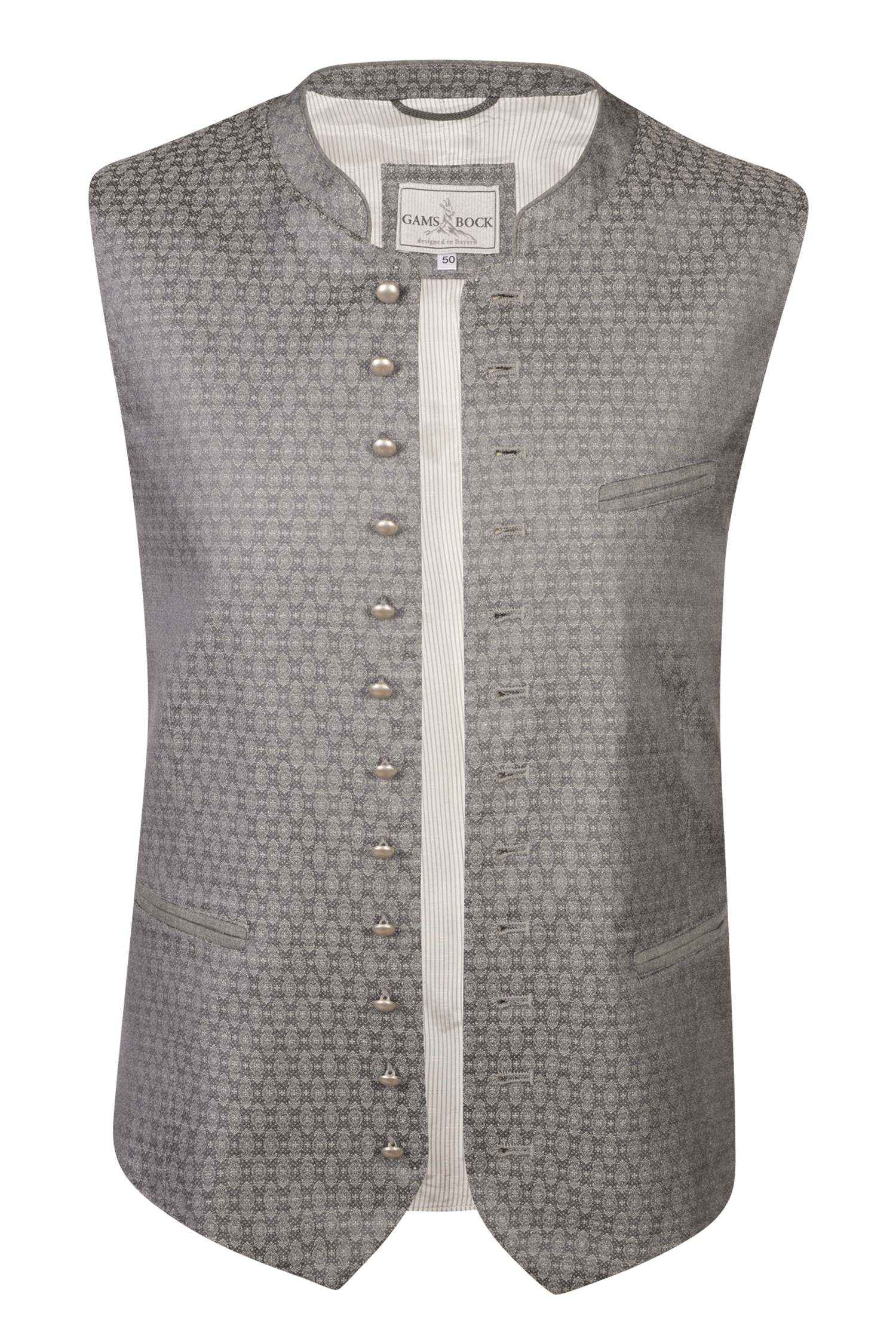 Gamsbock Trachtenweste in silber / grau 