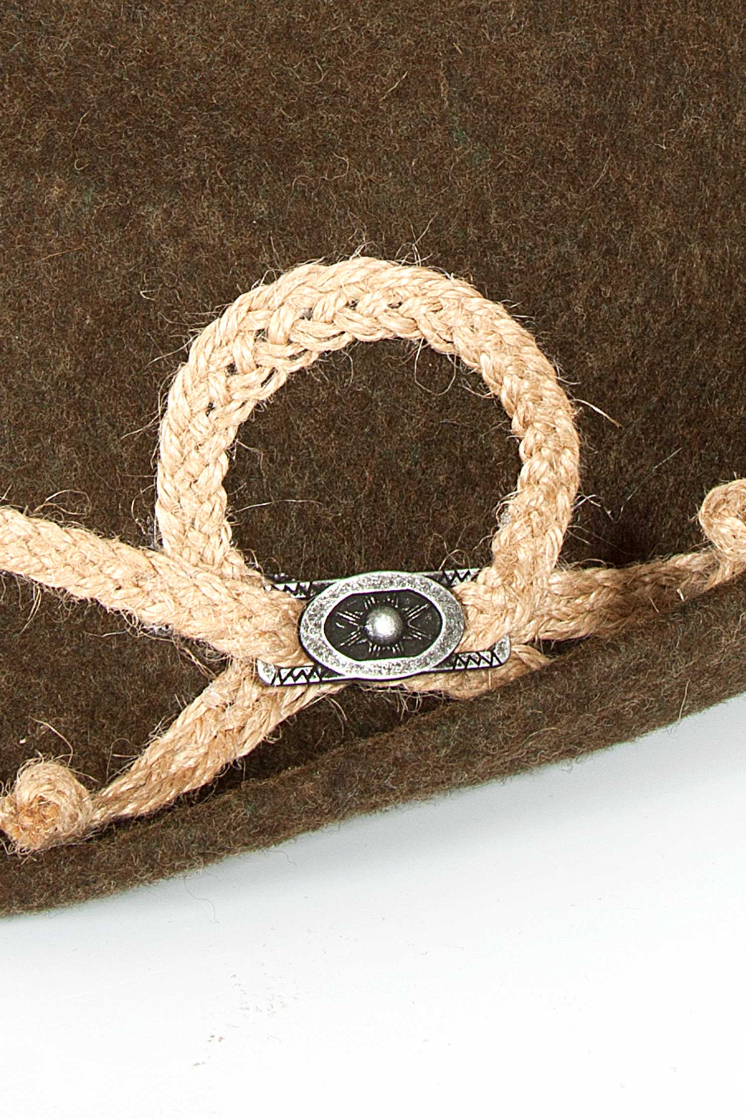 Kinder Trachtenhut in braun Hut für Buben Detail