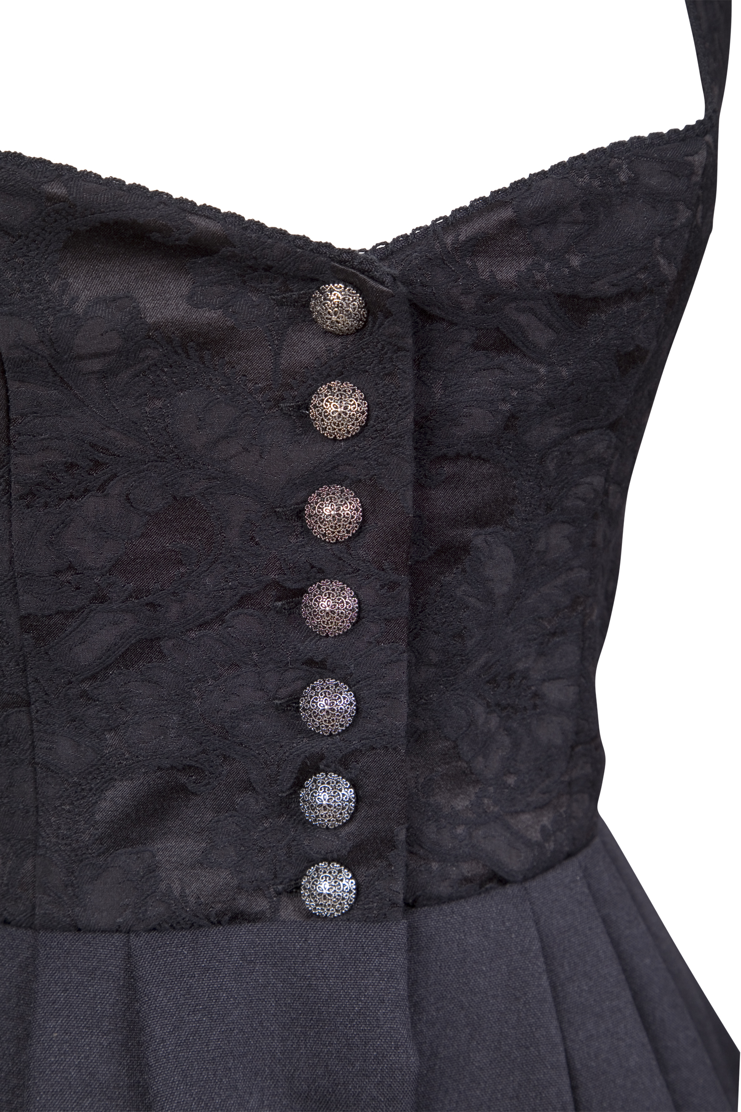 Gastrodirndl Kathrin in schwarz - Detail Mieder