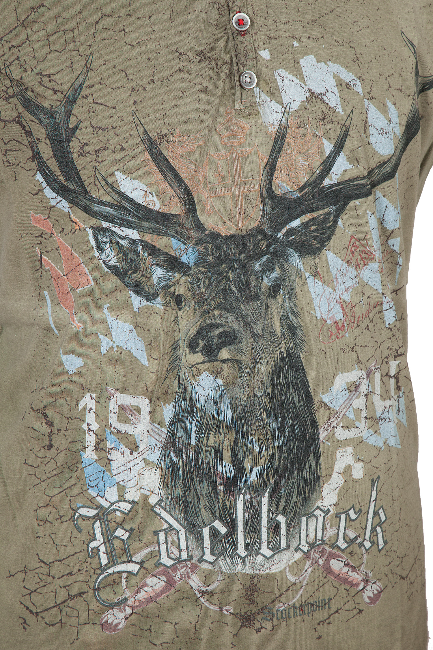 Herren Trachten T-Shirt Günther in sand Print