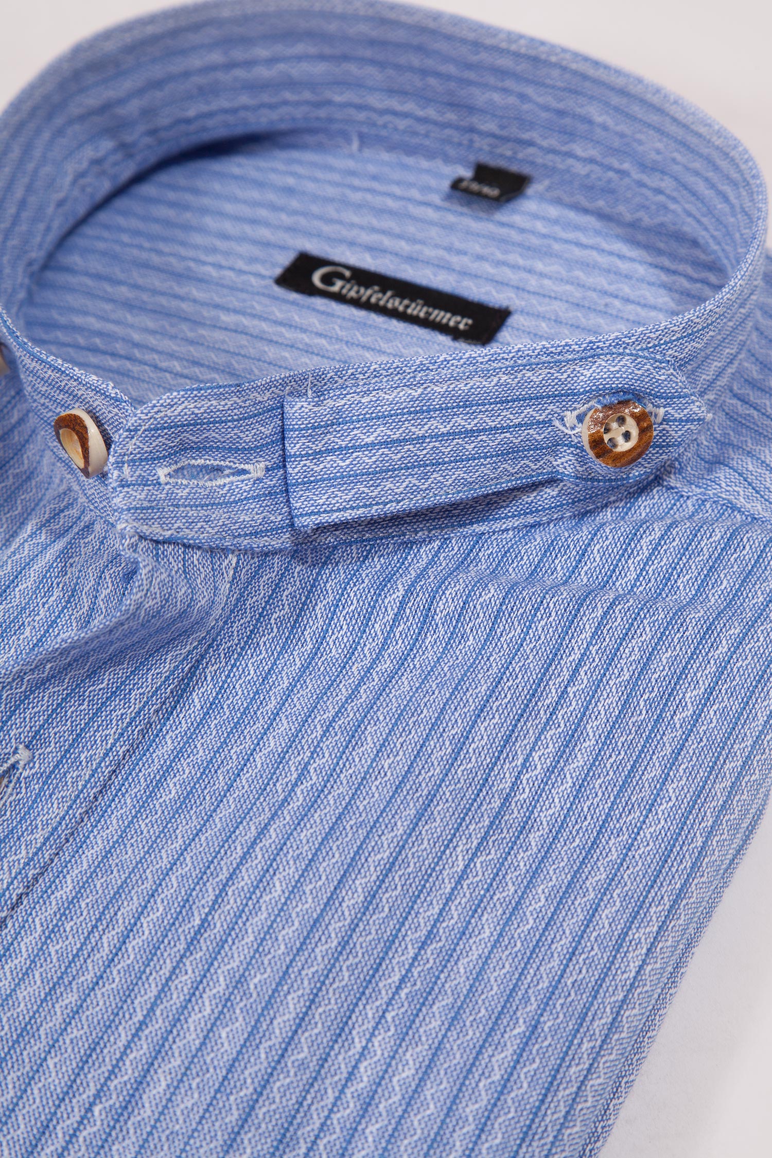 Herren Trachtenhemd blau mit Retro Streifen Detail