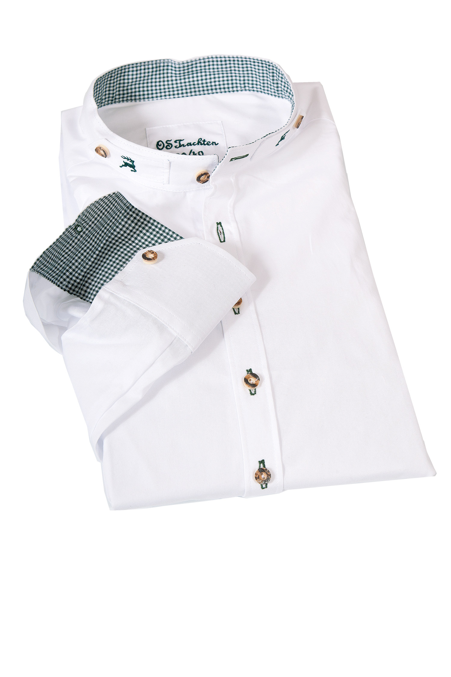 Fesches Trachtenkemd mit Stehktragen und grünem Karo