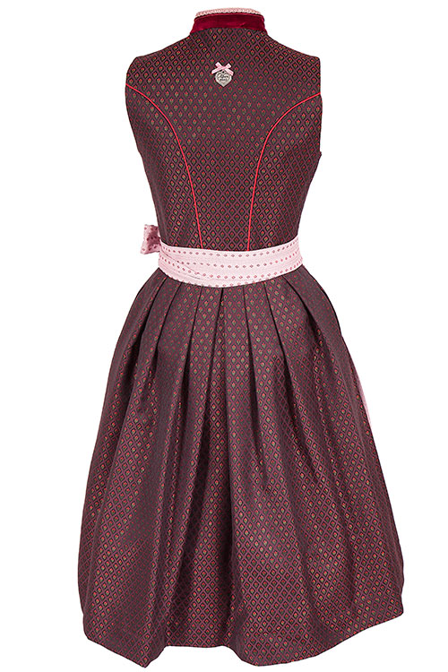 Designer Dirndl Paula von Alpenherz in bordeaux und rosa hinten