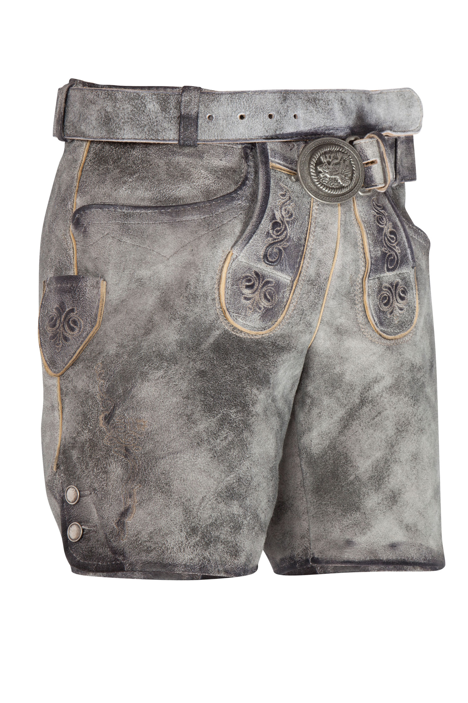 Kurze Lederhose Elisa in steingrau für Damen