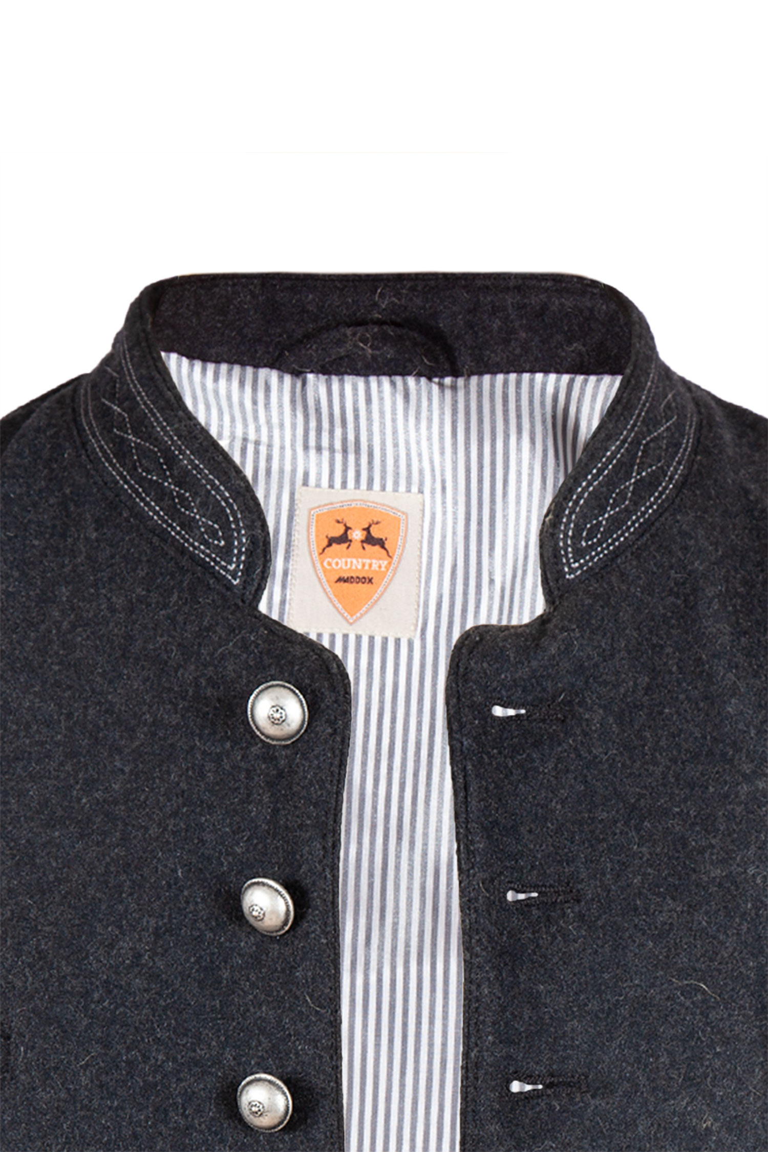 Trachtenweste Hausler aus Loden in anthrazit - Detail Knöpfe