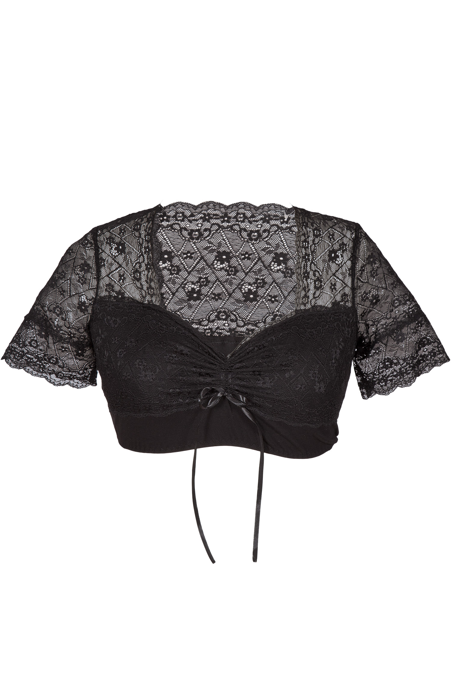 Dirndlbluse Sarah in schwarz aus Stretch Spitze 