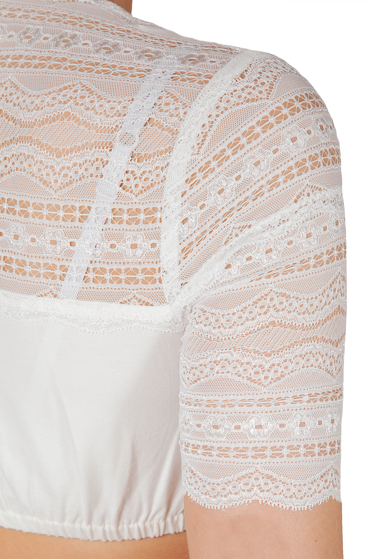 Dirndlbluse Gusta-Finja aus Spitze in off white - Detail Ärmel
