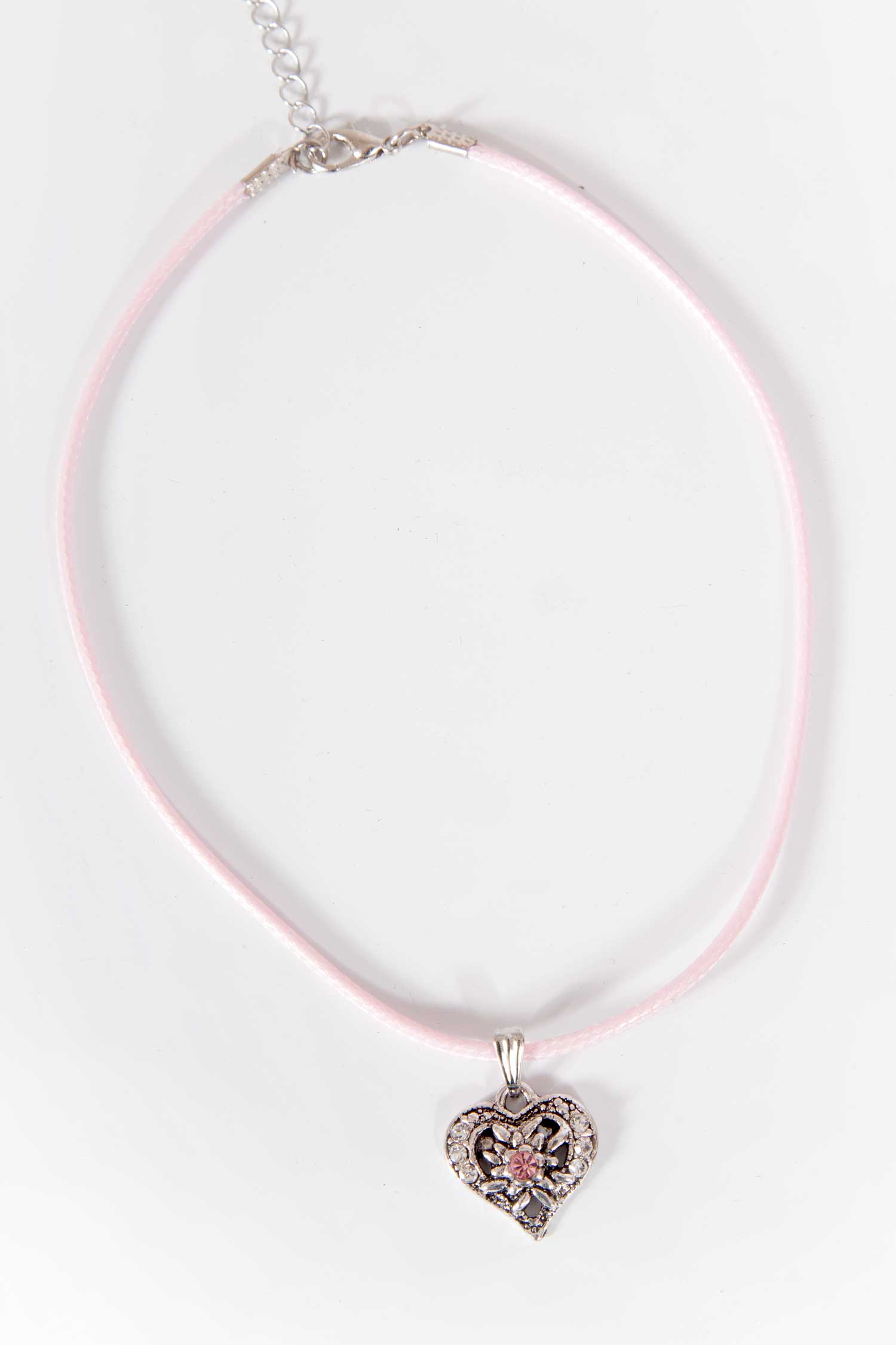 Kinder Trachtenkette in rosa mit silbernem Herz