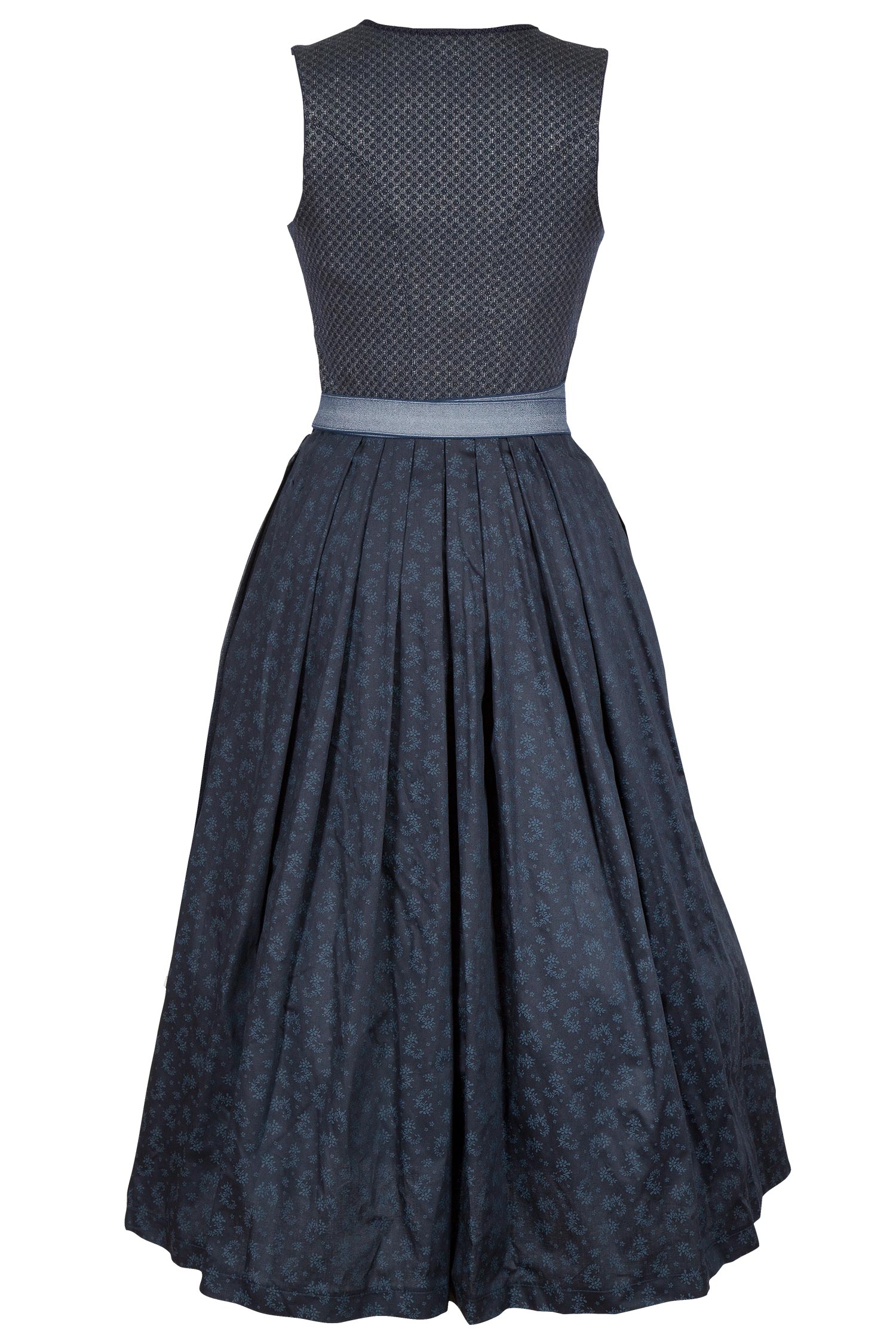 Langes Dirndl in dunkelblau mit Stretch in XXL hinten
