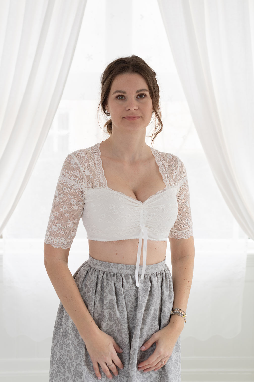 Bluse für Dirndl weiß