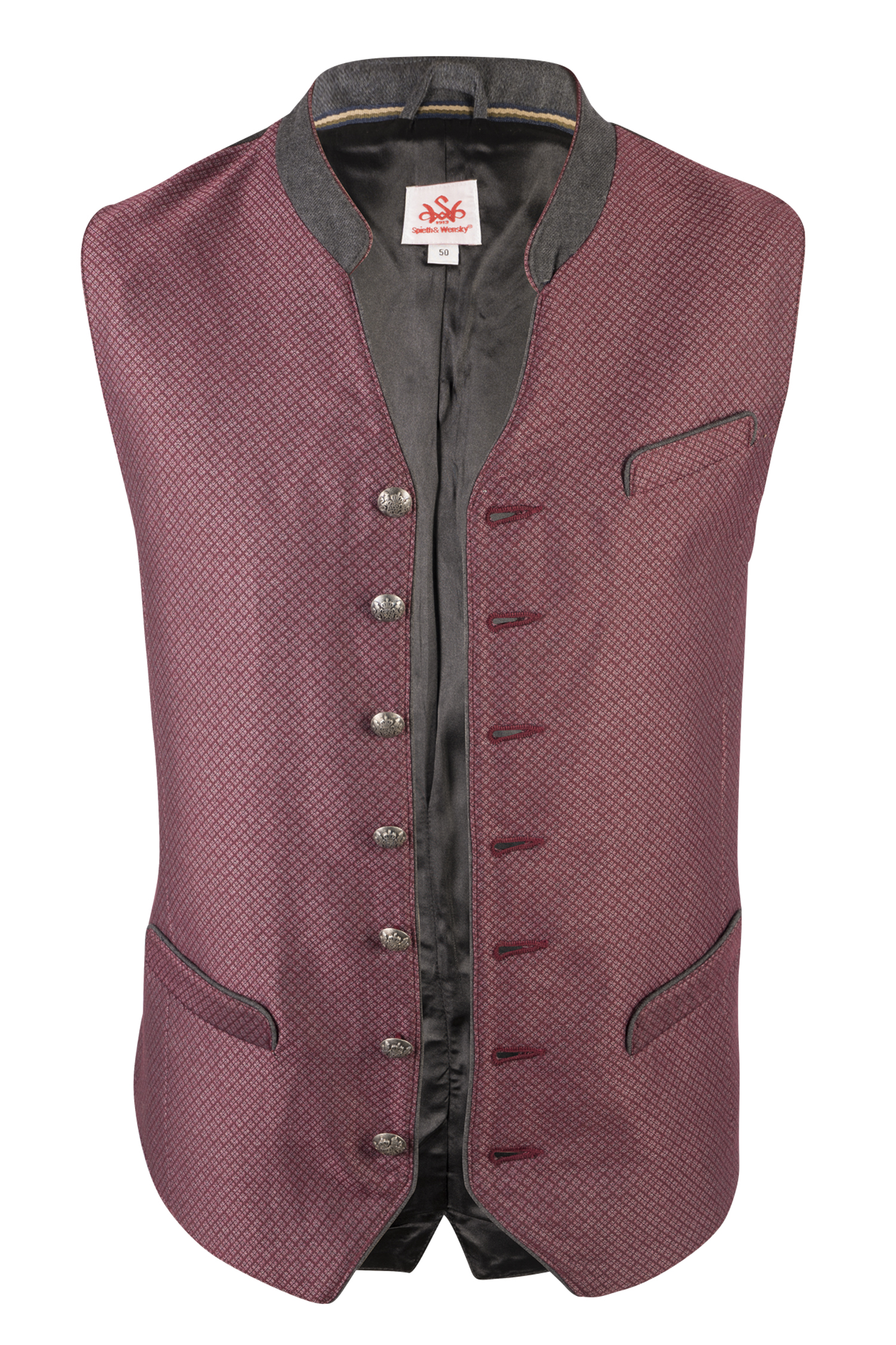 Trachtenweste Bernardo in beere / grau