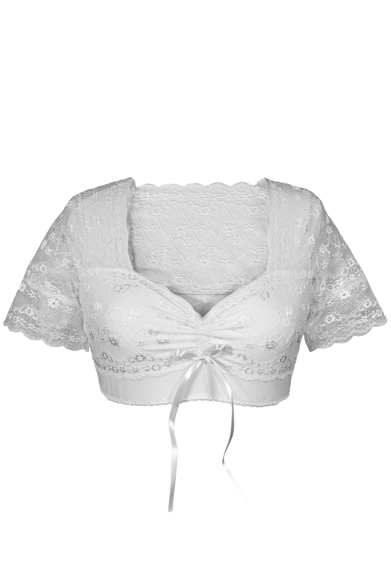 Dirndlbluse aus Spitze in weiß mit Stretch frei
