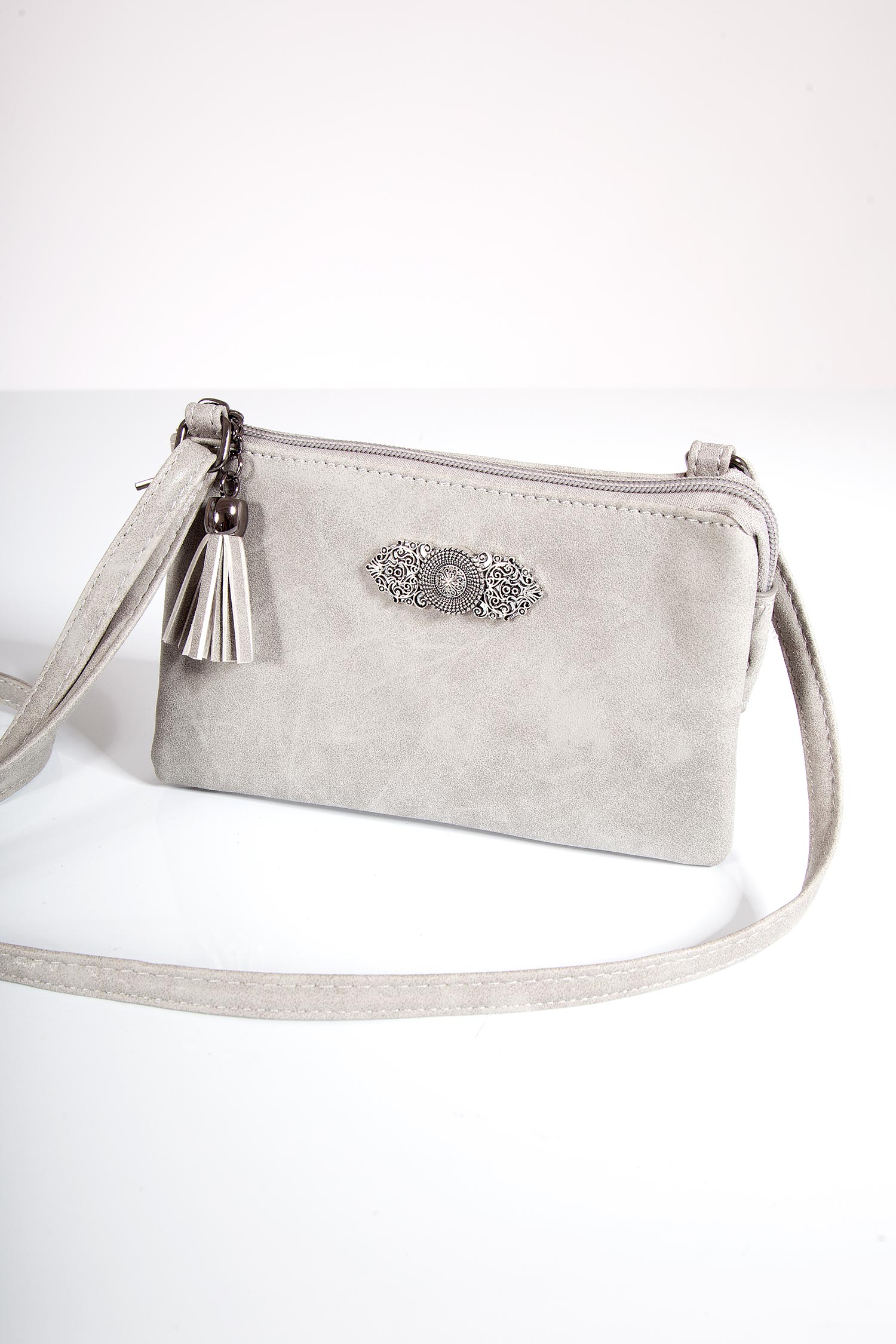 Kleine Trachtentasche in hellgrau zum umhängen 