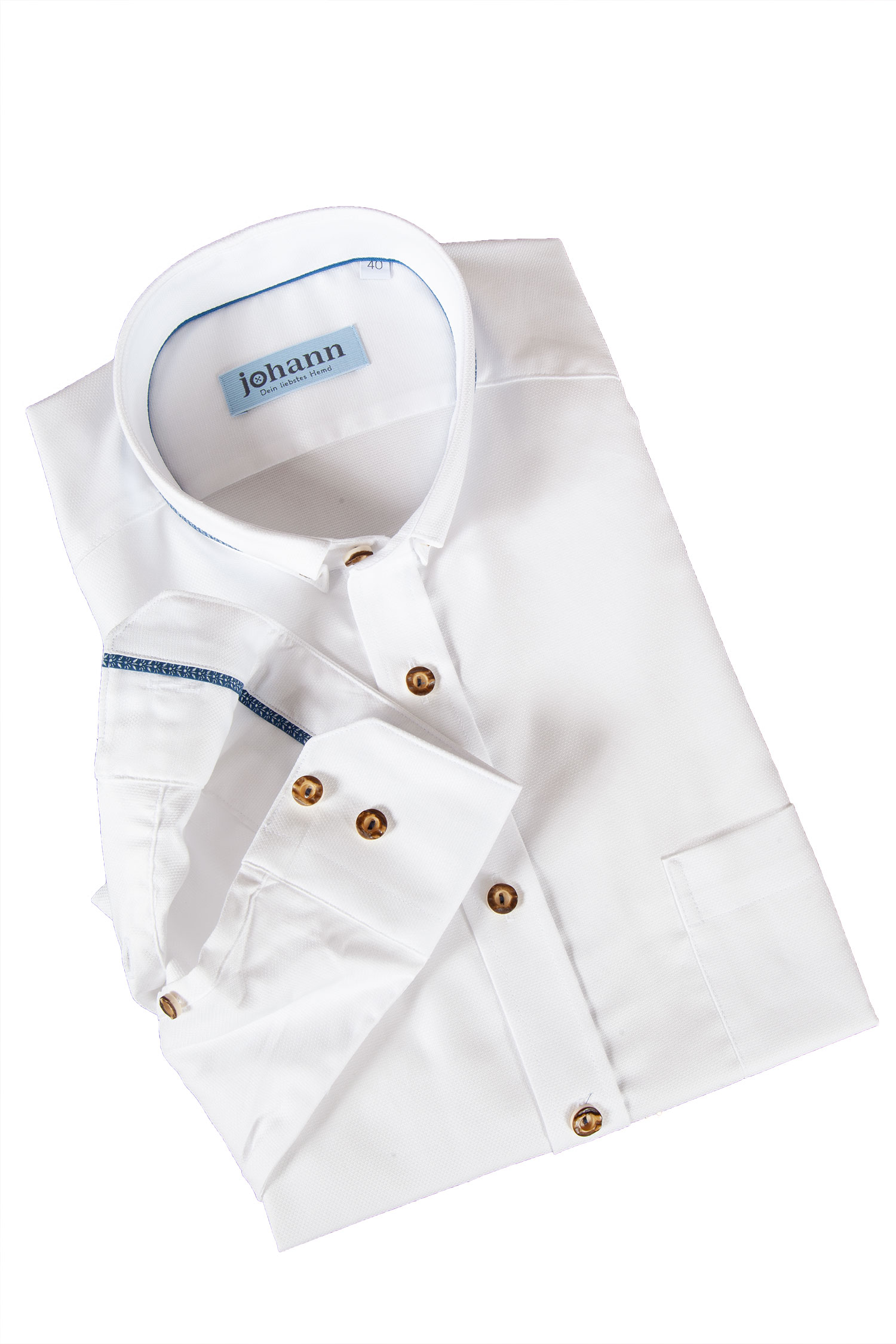 Trachtenhemd in weiß mit edlem Liegekragen