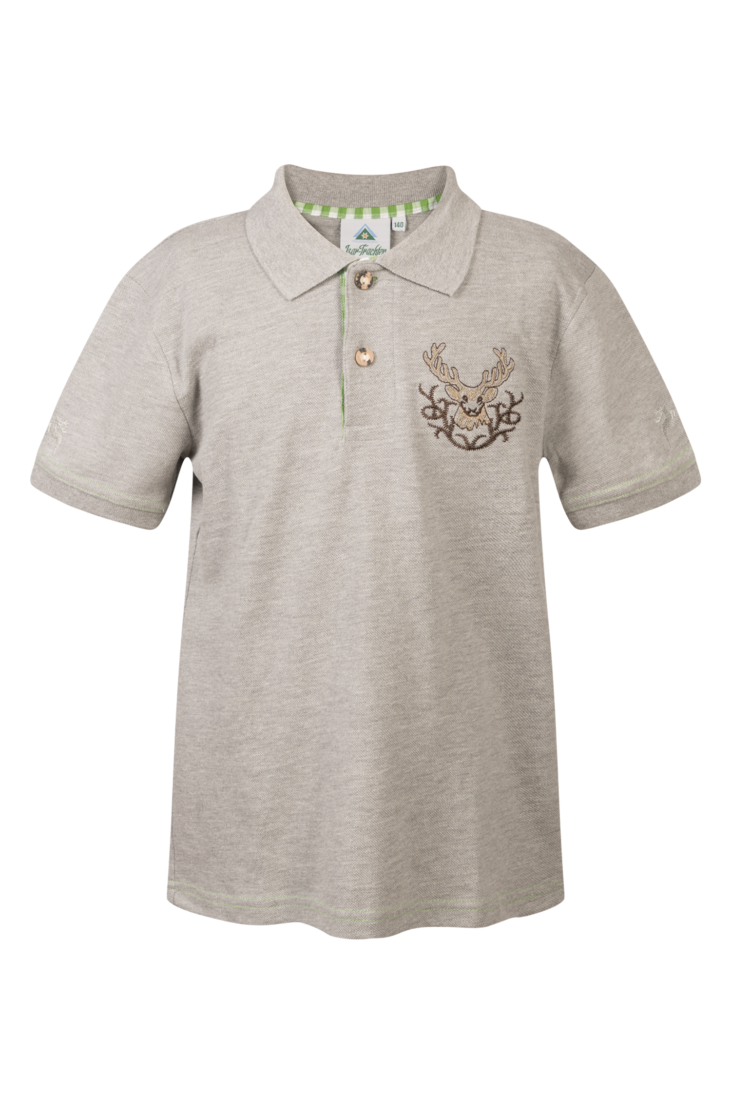 Kinder Trachten Poloshirt Hellgrau