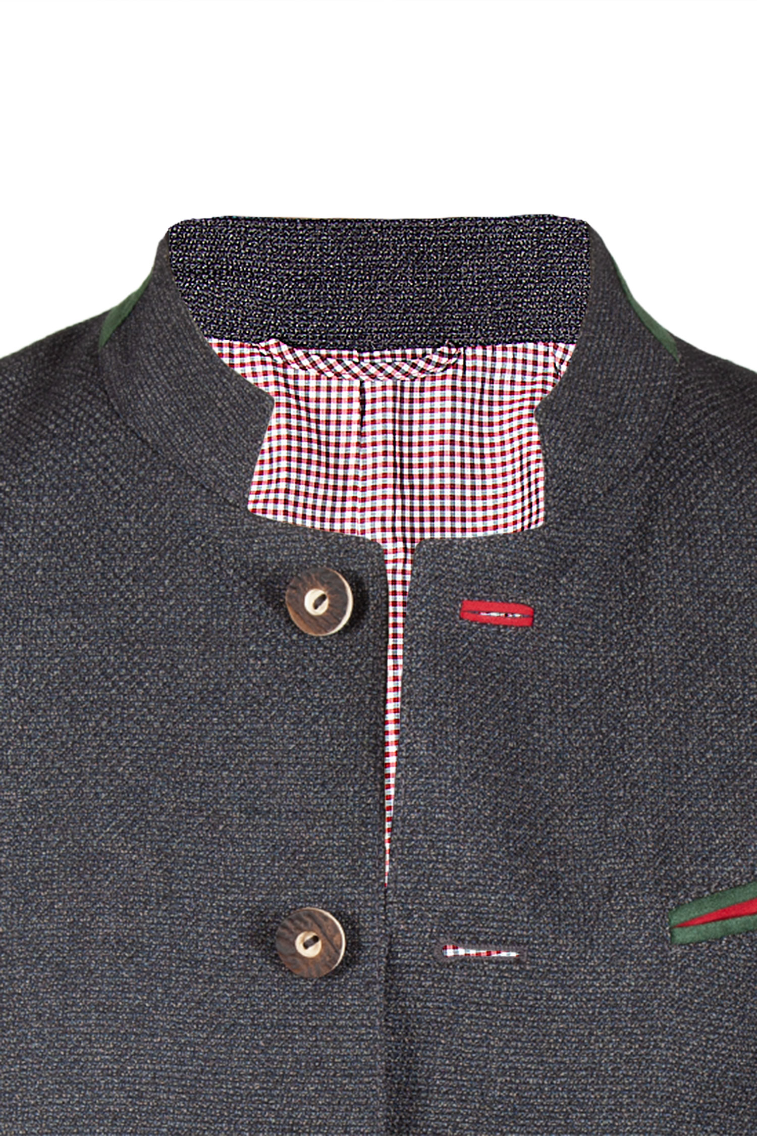 Herren Trachtenjanker Freising in anthrazit - Detail Knopfleiste