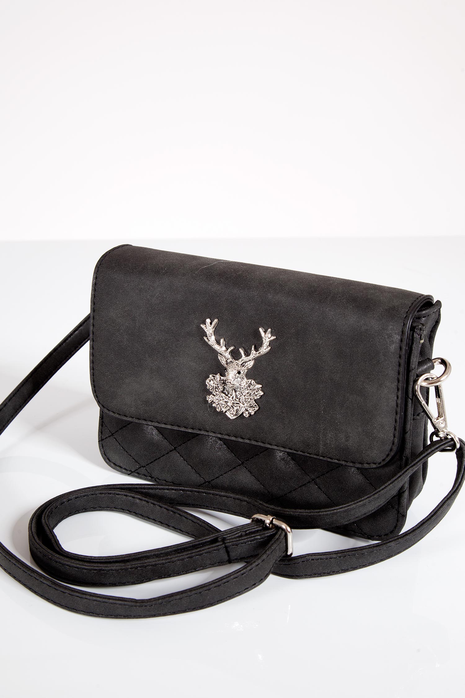 Trachtentasche mit Hirsch in schwarz zum umhängen