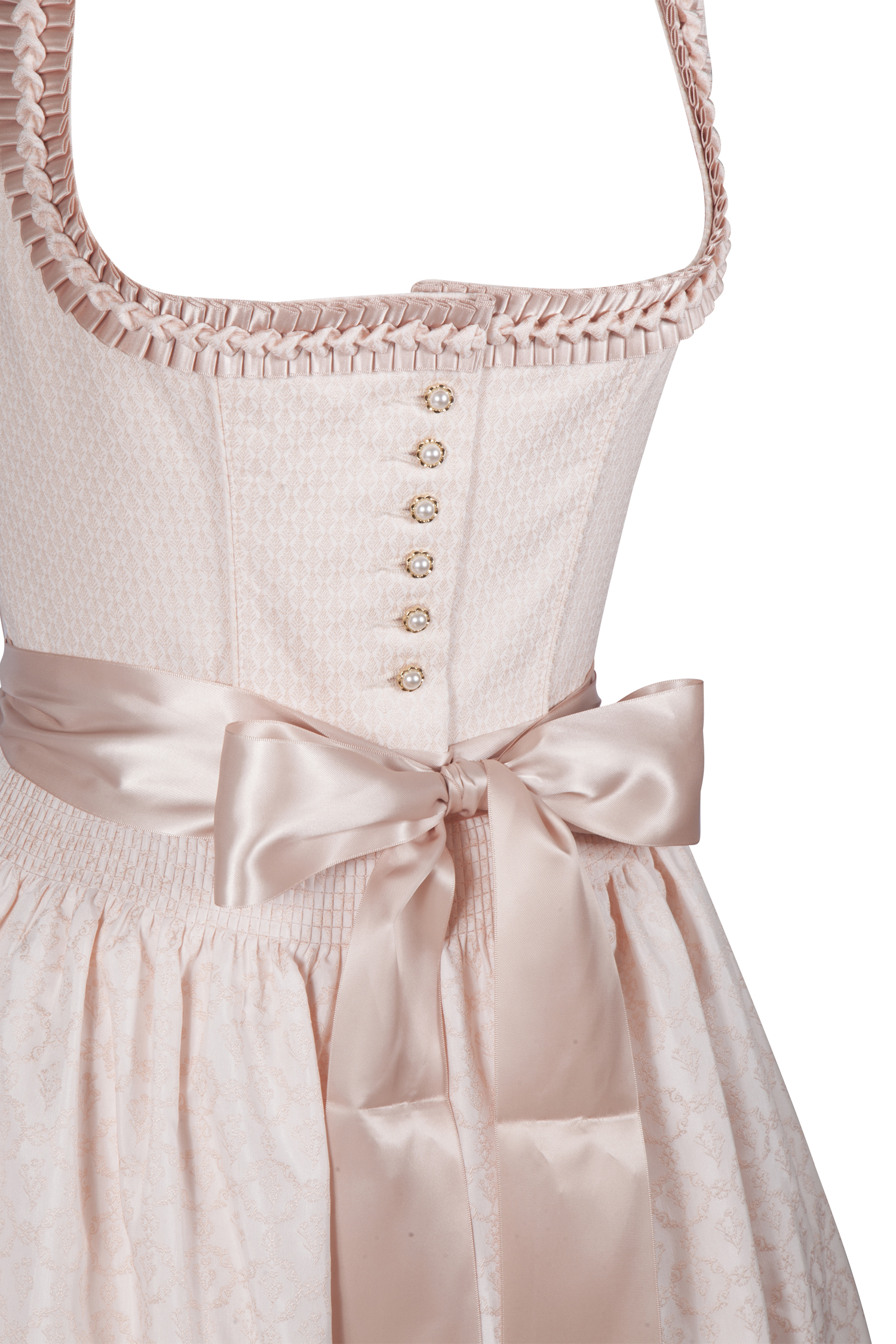 Brautdirndl Elouise in apricot von Fräulein Trentini - Detail Mieder
