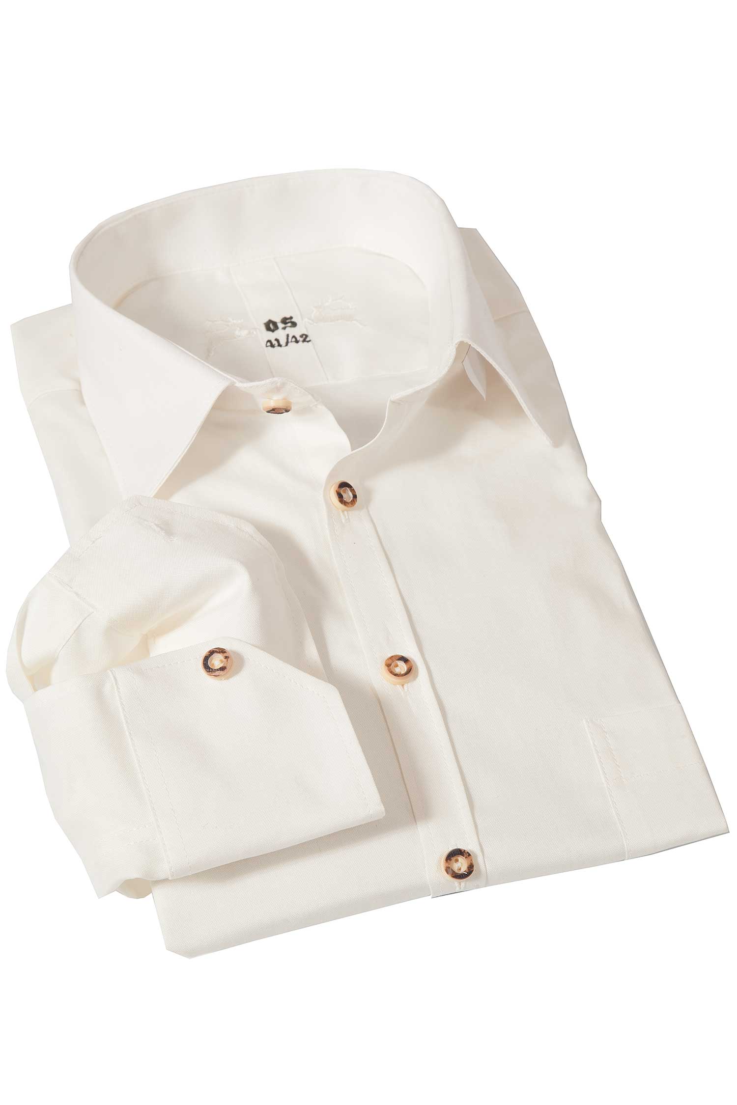 Trachtenhemd klassisch in creme mit Hornknöpfen