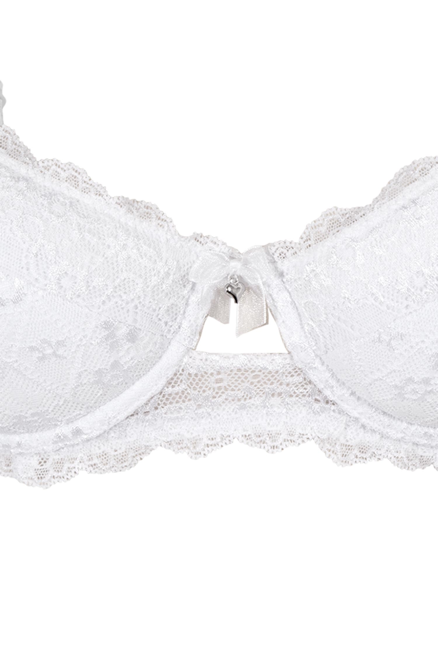 Dirndl BH in weiß mit Spitze und Rose und leichtem Push-up frei Detail