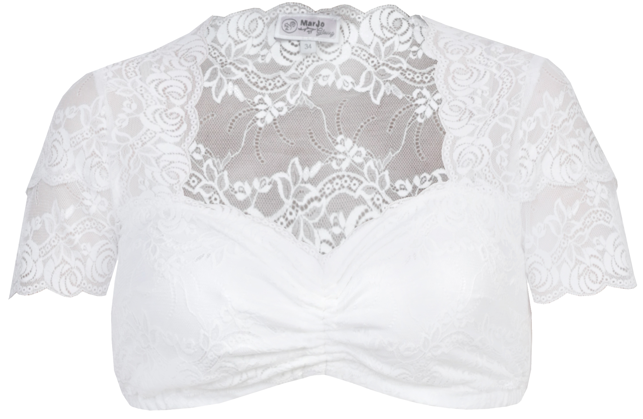 Stretch-Dirndlbluse Irma-Kosira in weiß aus Spitze