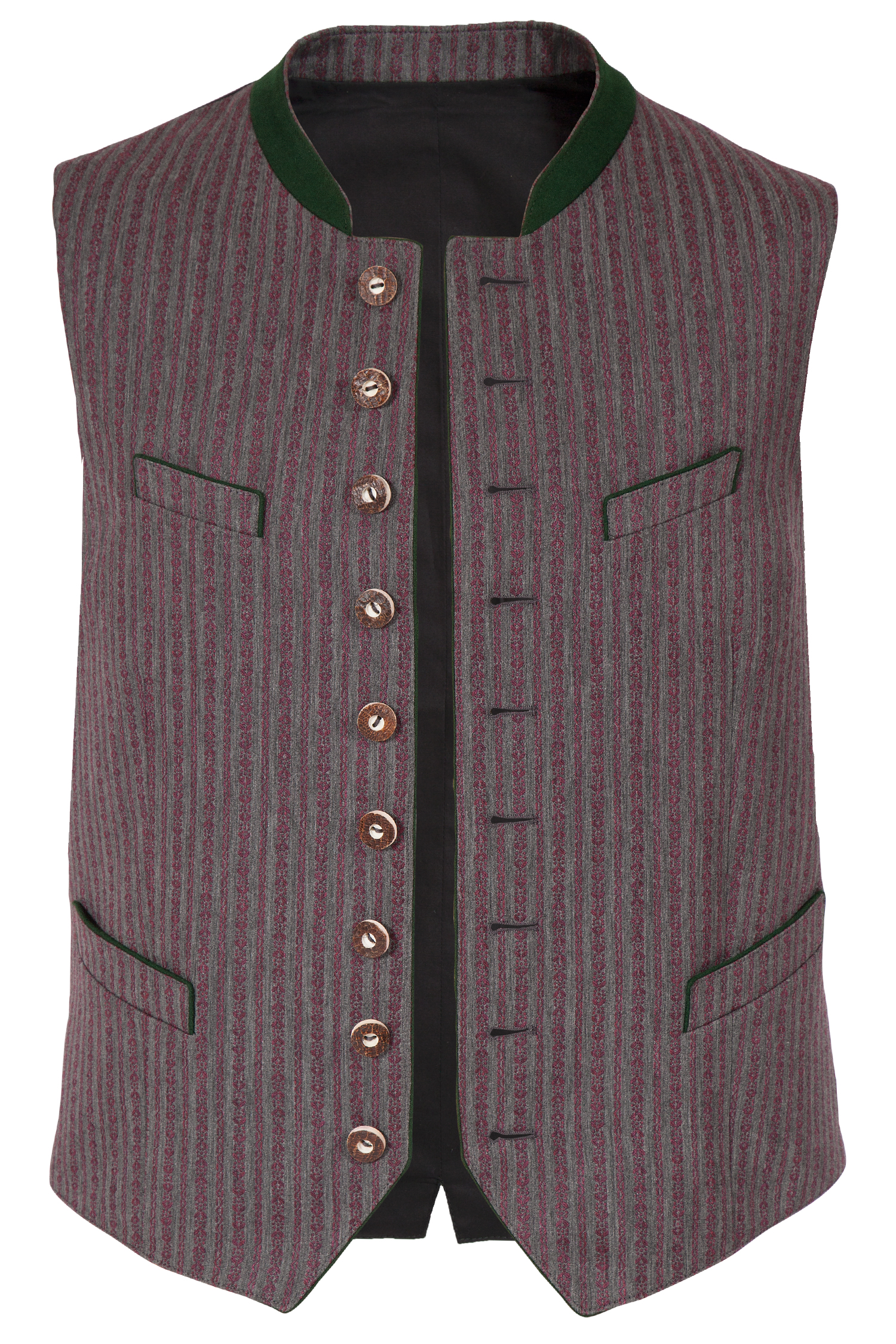 Trachtenweste Ansbach in grau mit weinrot 