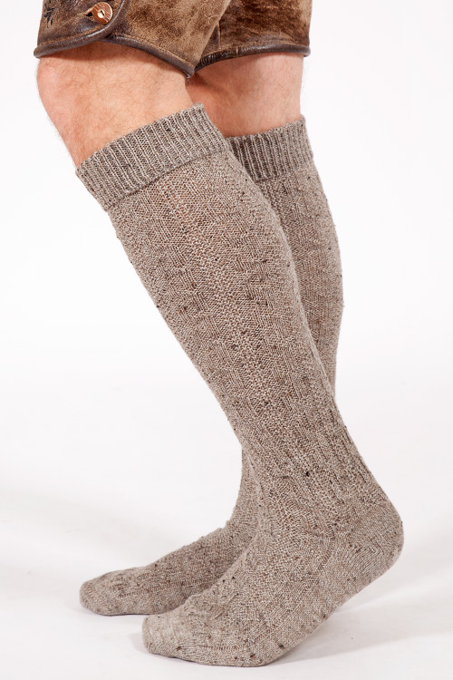 Trachten Kniestrümpfe aus Wolle in braun melange 