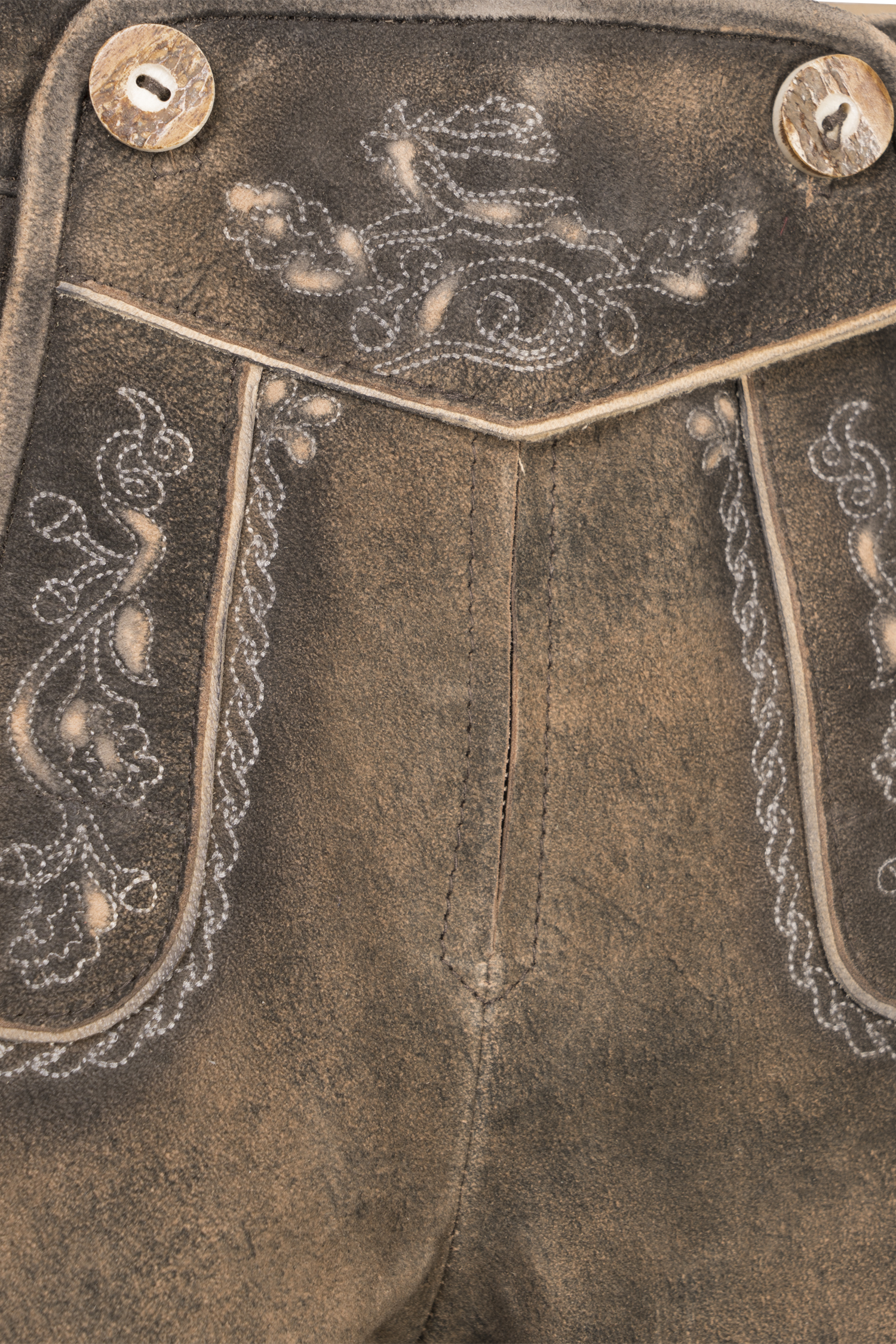 Lederhose Bogensee in Braun Detail Latz