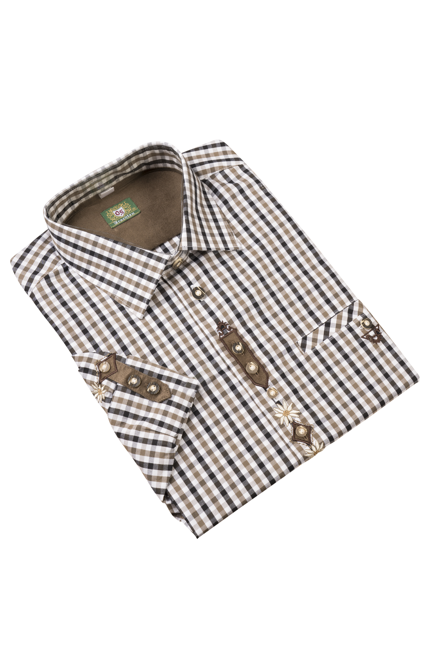 Trachtenhemd kariert mit Krämpelärmel