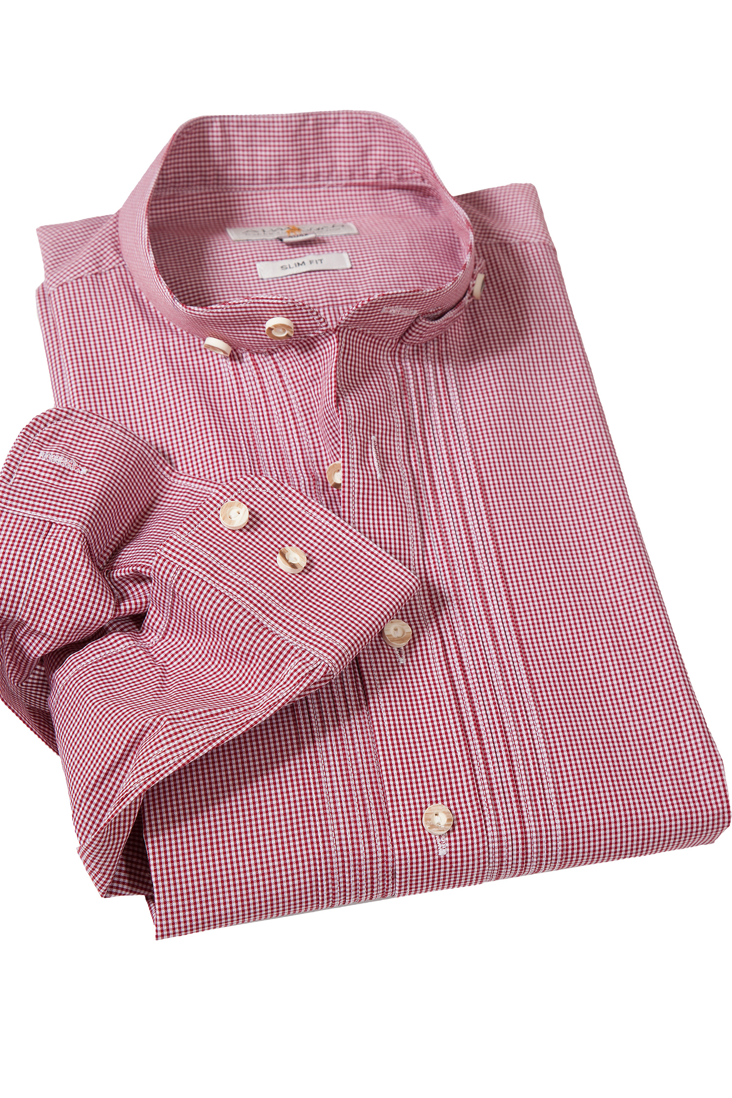 Trachtenhemd klein kariert in Slim Fit bordeaux