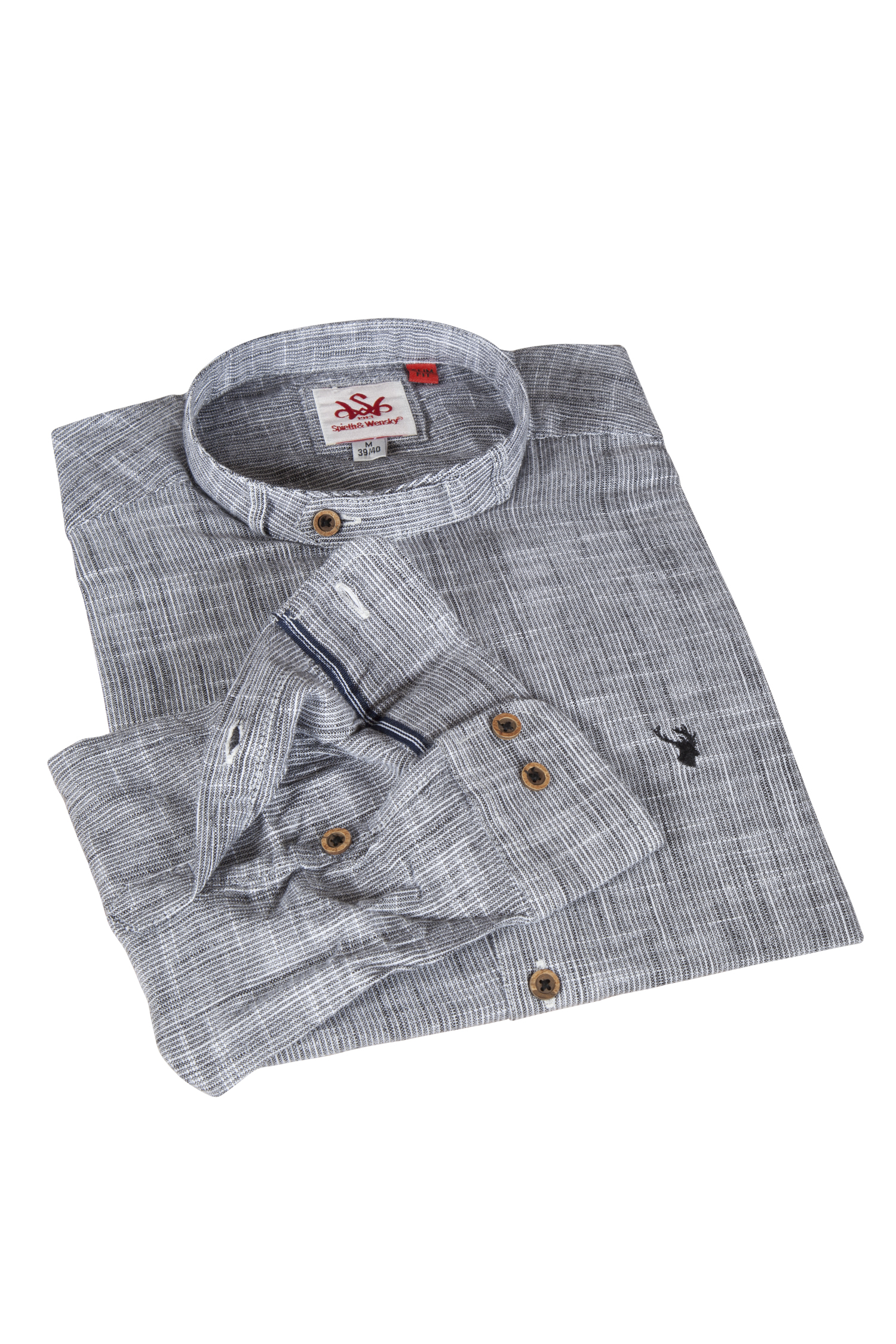 Trachtenhemd Arnold in schwarz mit Stehkragen