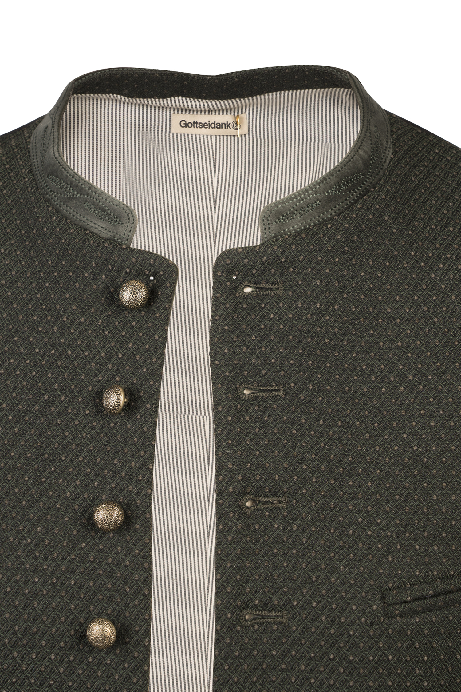 Trachtenweste Konstantin in Dunkelgrün Detail Knopfleiste