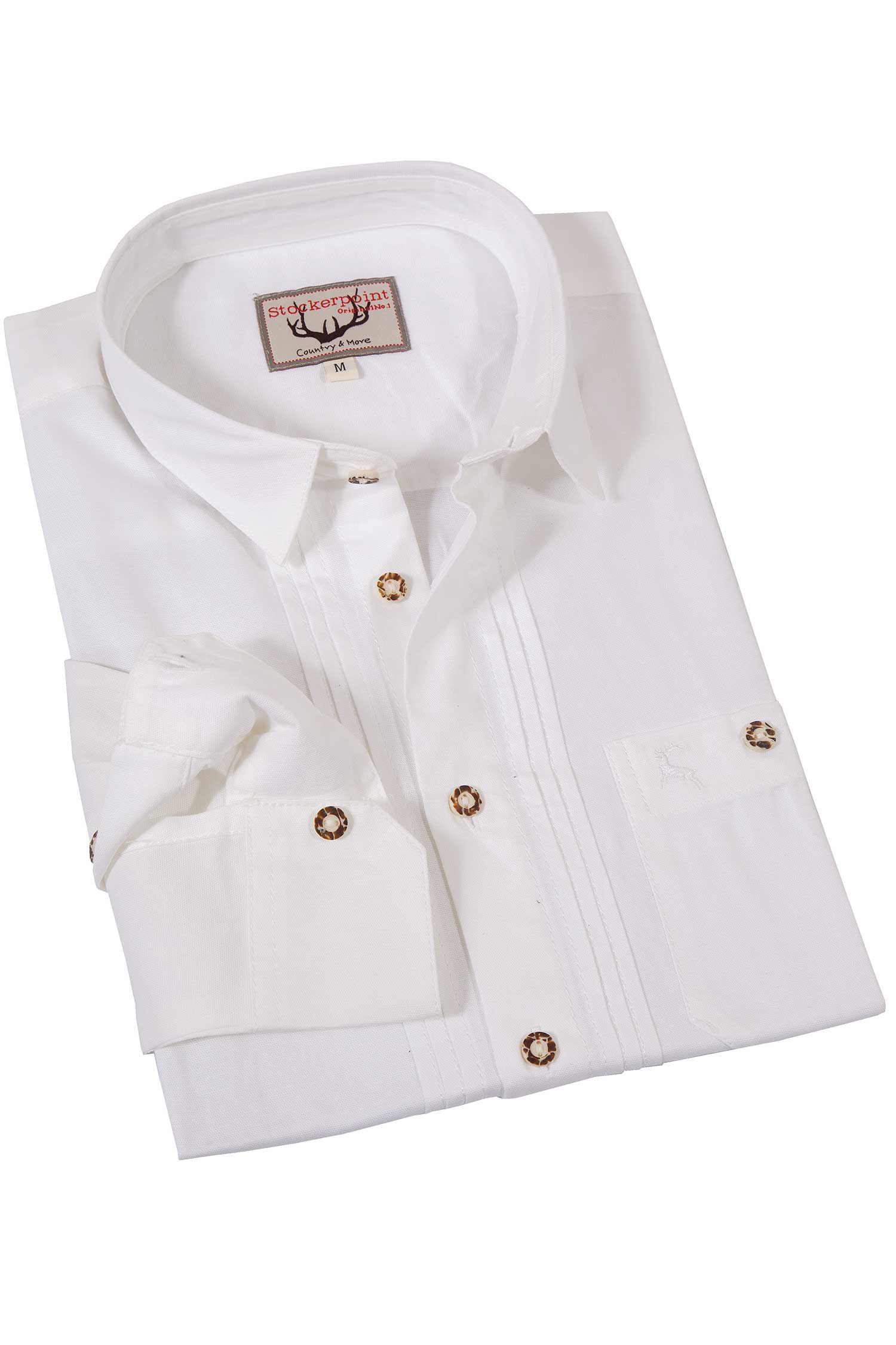 Trachtenhemd Mika weiß mit Biesen und Tasche 