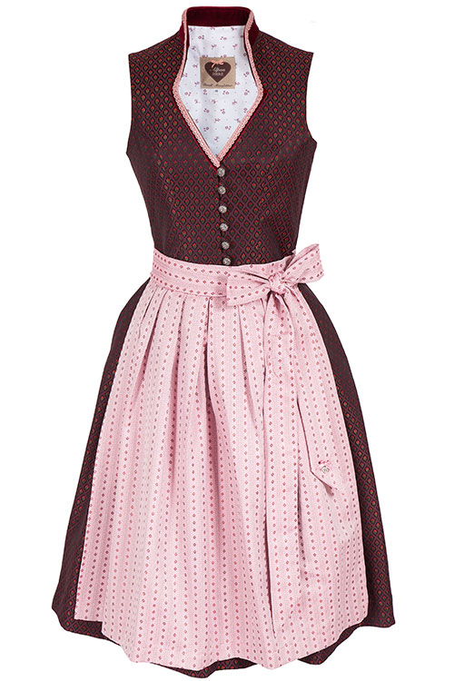 Designer Dirndl Paula von Alpenherz in bordeaux und rosa 