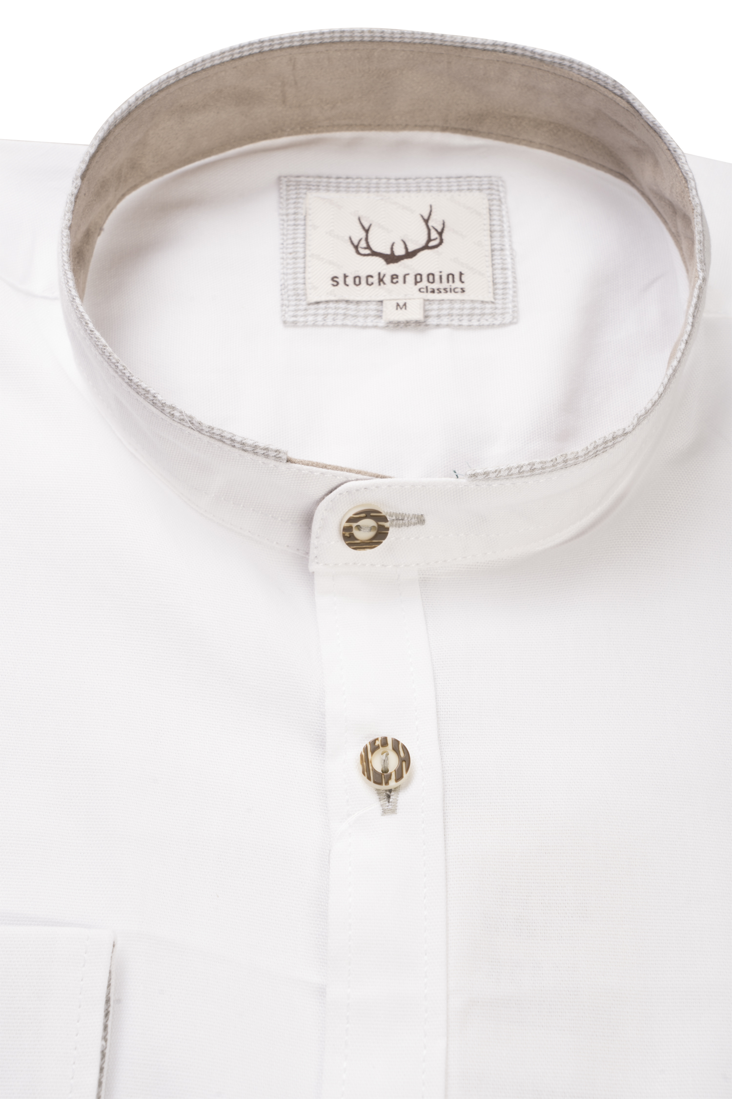 Trachtenhemd Salto mit grauen Akzenten - Detail Kragen