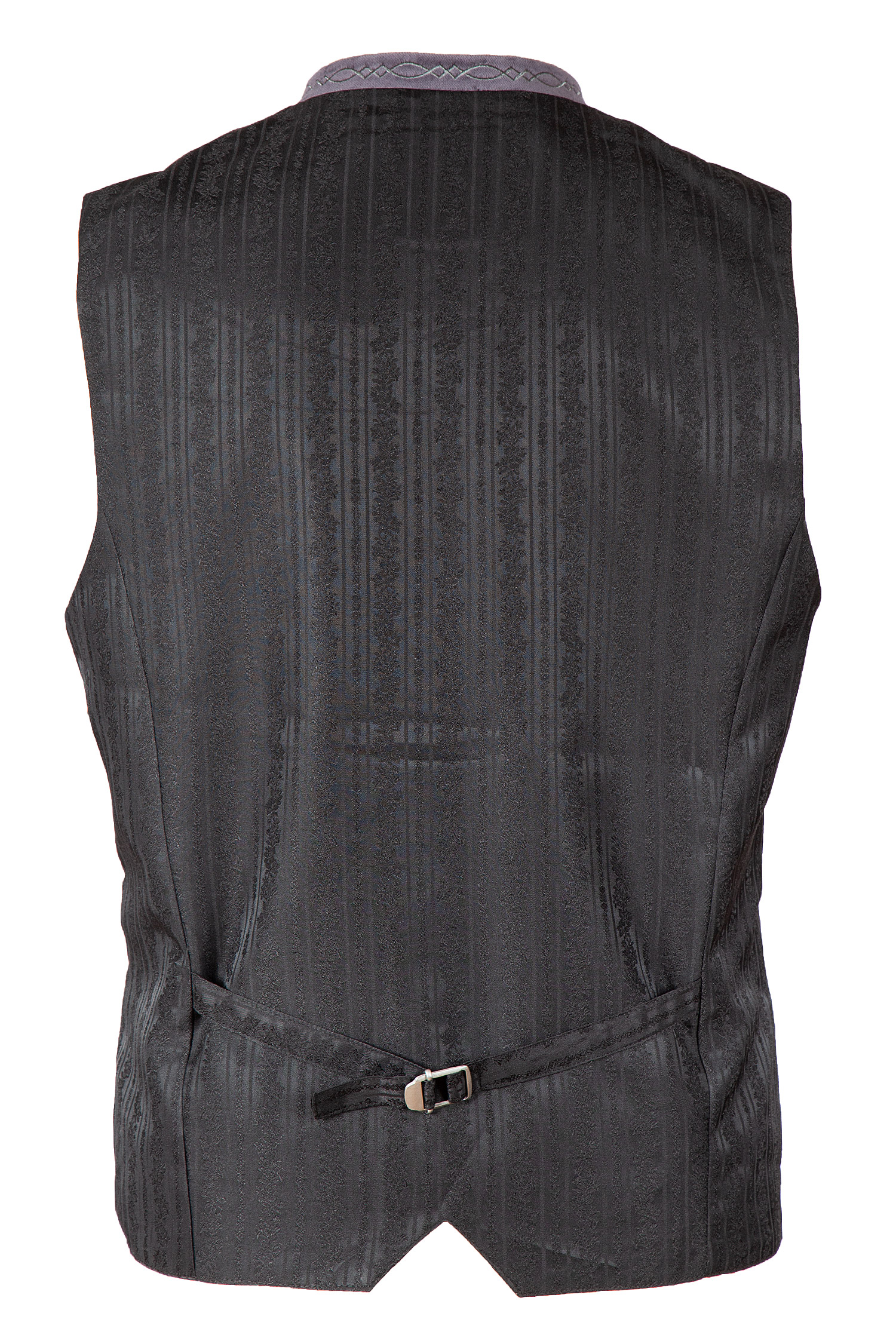 Trachtenweste Fabricio aus Loden in anthrazit und Samtkragen hinten
