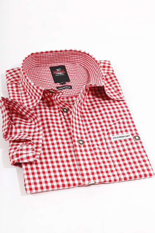 Trachtenhemd Kurzarm Renko von Stockerpoint in rot weiß 