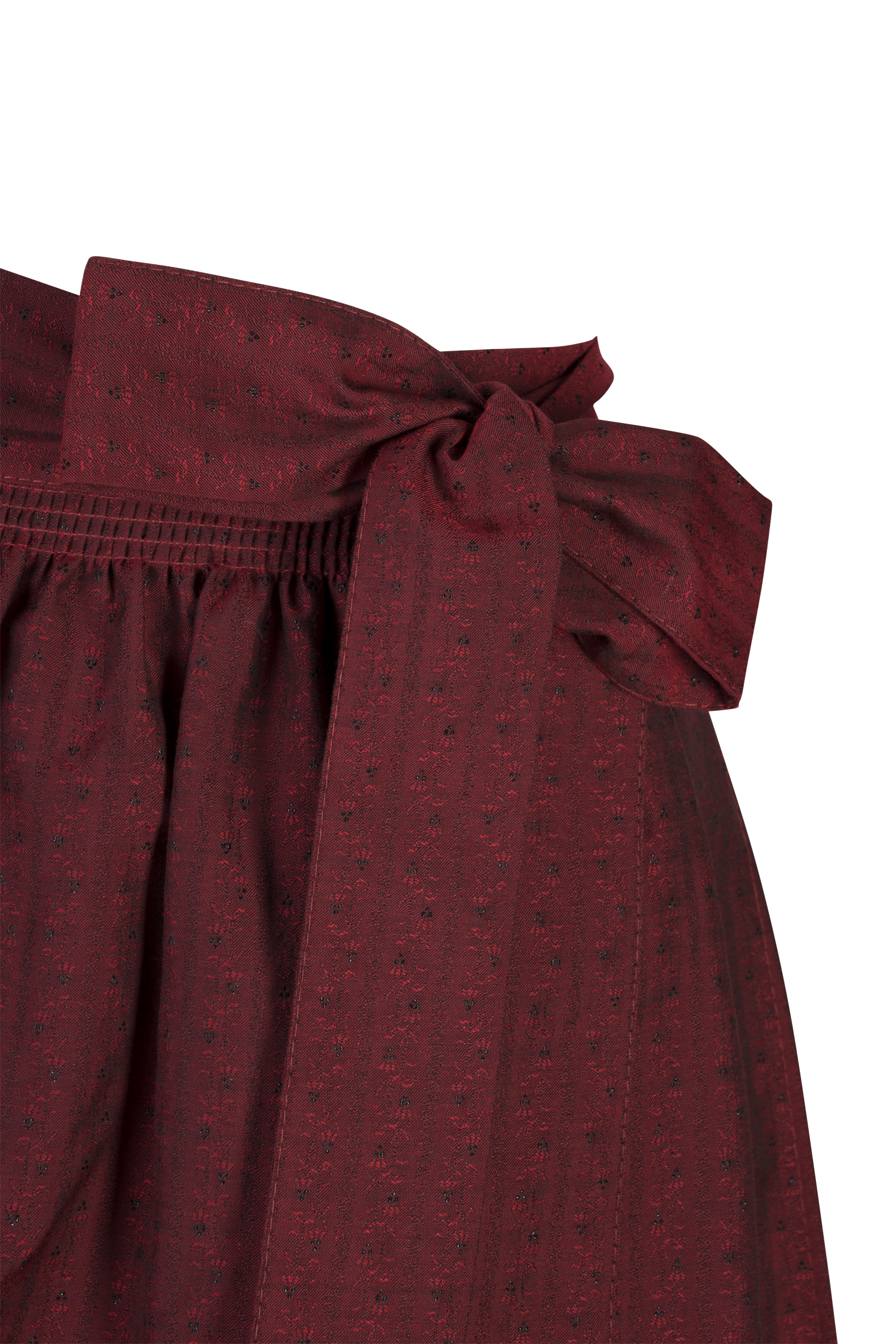 Dirndlschürze dunkelrot schimmernd 70 cm - Detail