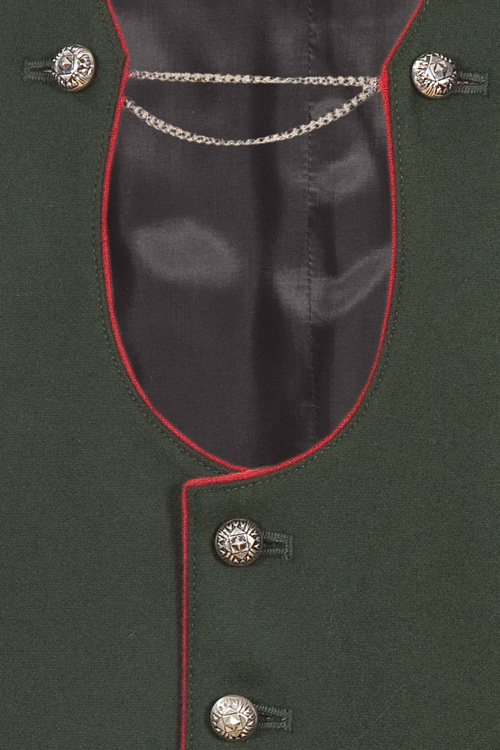 Trachtenweste Josef in tanne mit Kette detail